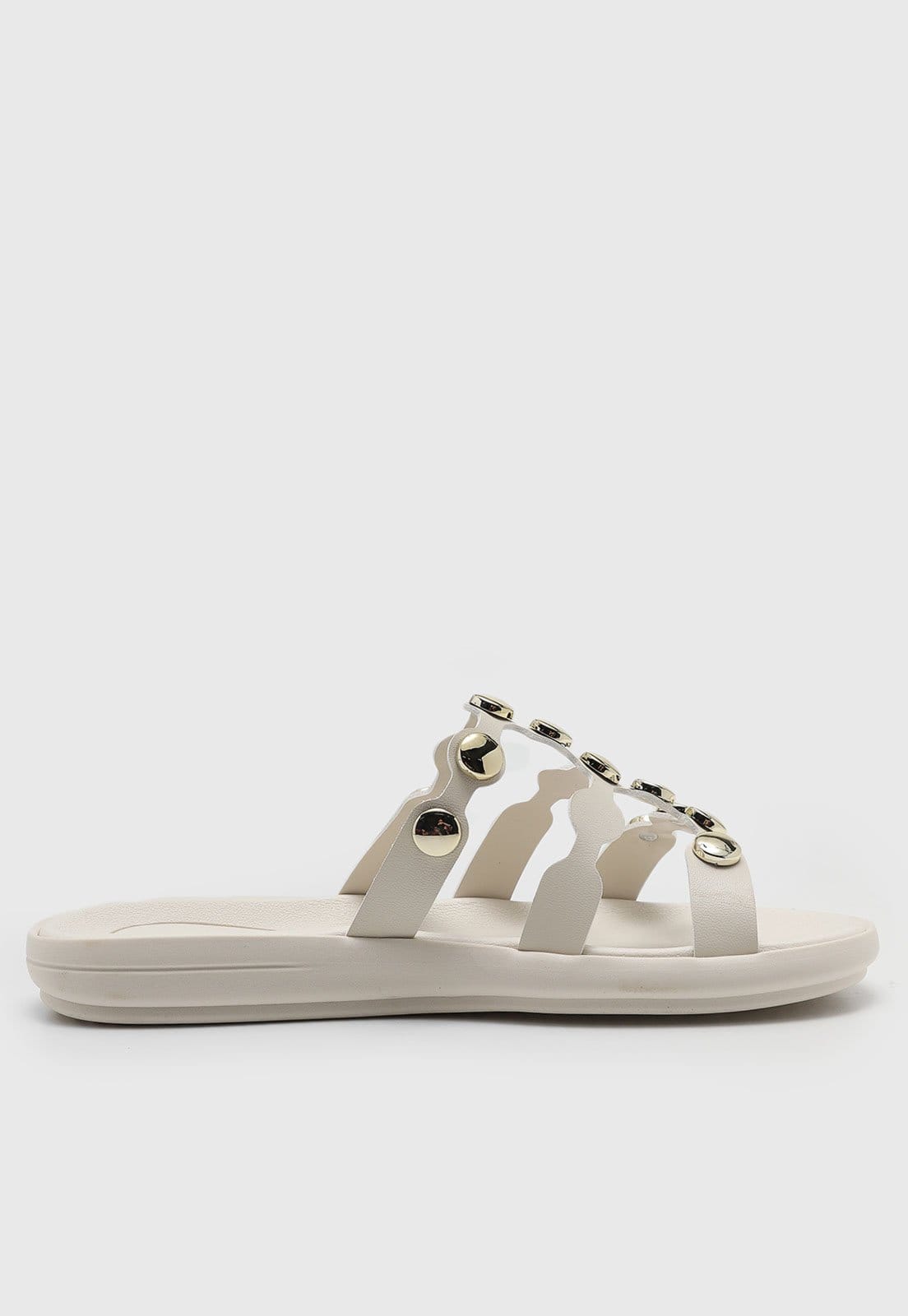 Vista 2 Rasteira Moleca Tiras Onduladas Metalizadas Off-White MOLECA off-white white