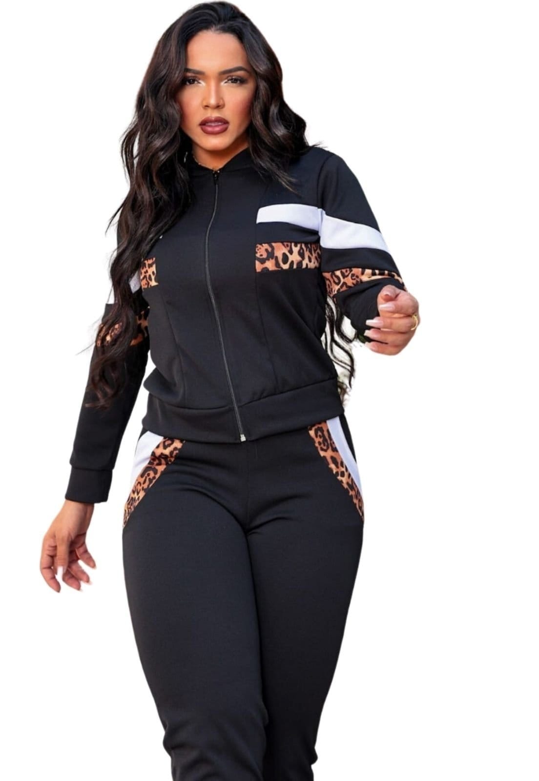 Conjunto Summer Body Feminino Blusa Manga Longa Calça Listra Inverno