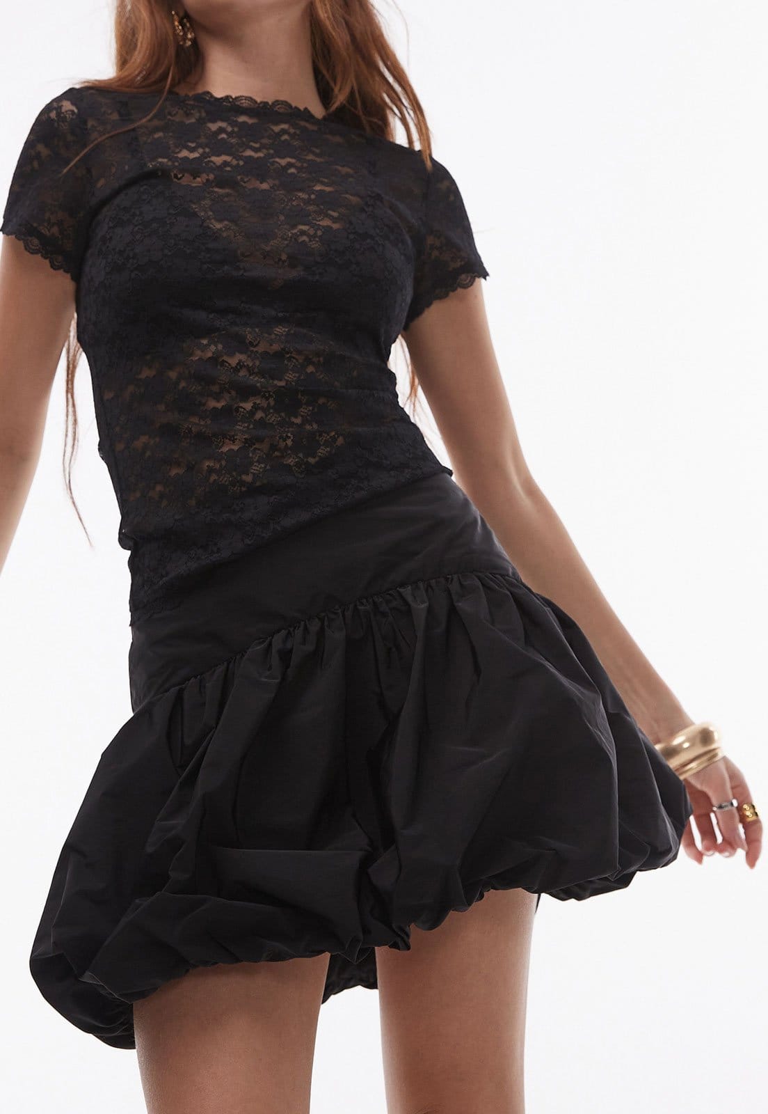 Vista 2 Saia TOPSHOP Curta Balonê Preta Topshop preto