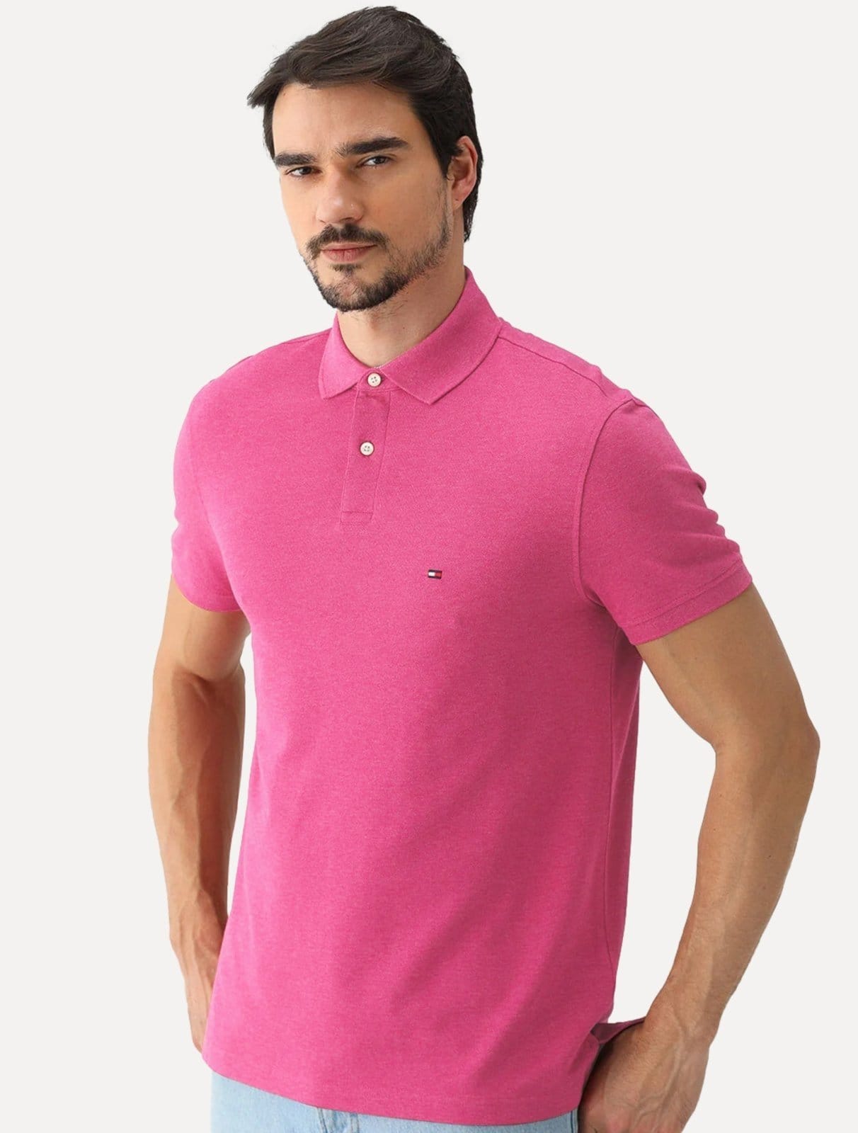 Polo Tommy Hilfiger Masculina Regular Piquet 1985 Pink