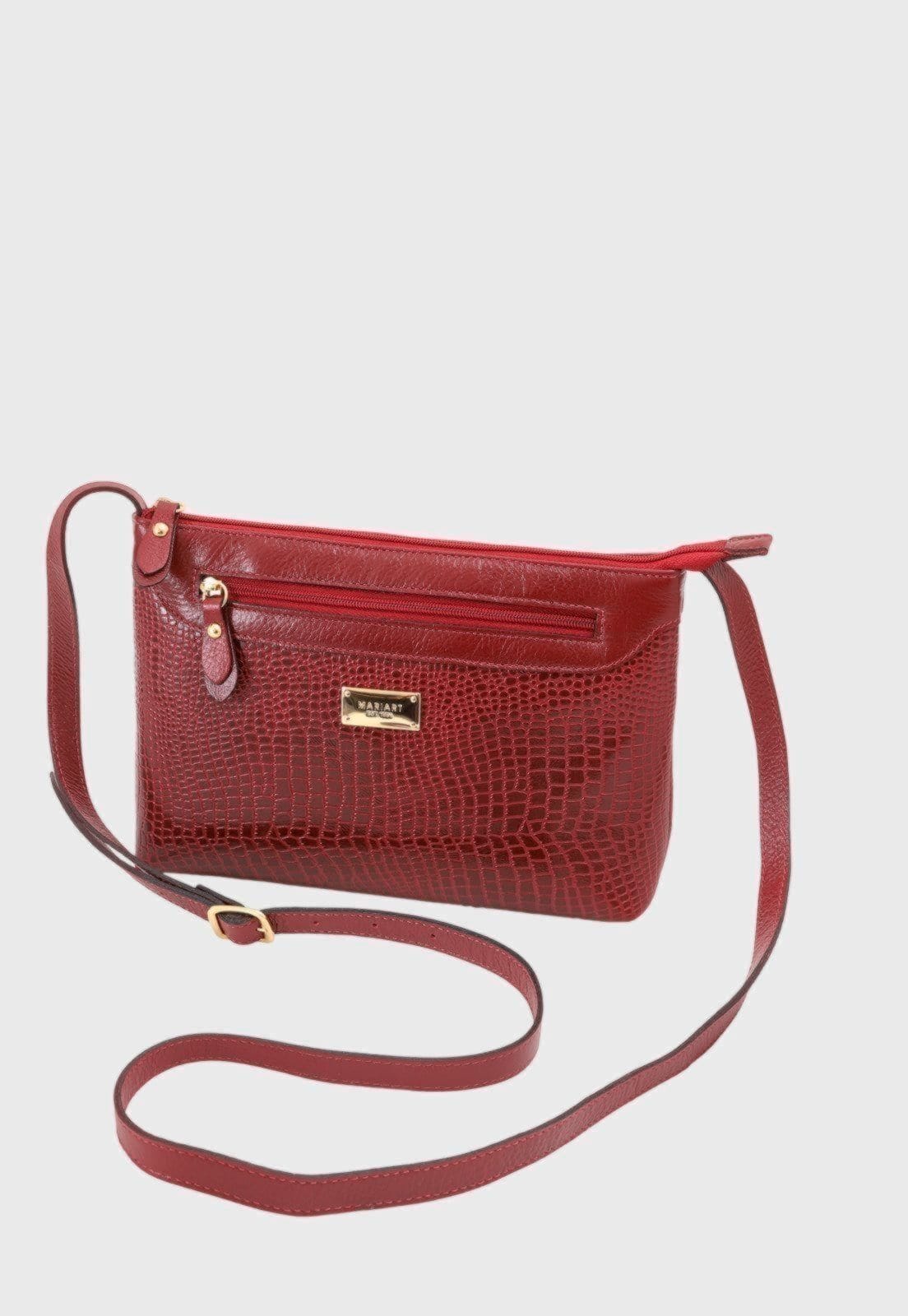 Vista 2 Kit Bolsa e Carteira de Couro Mariart 2193MRT + 237MRT Vermelha Mariart vermelho