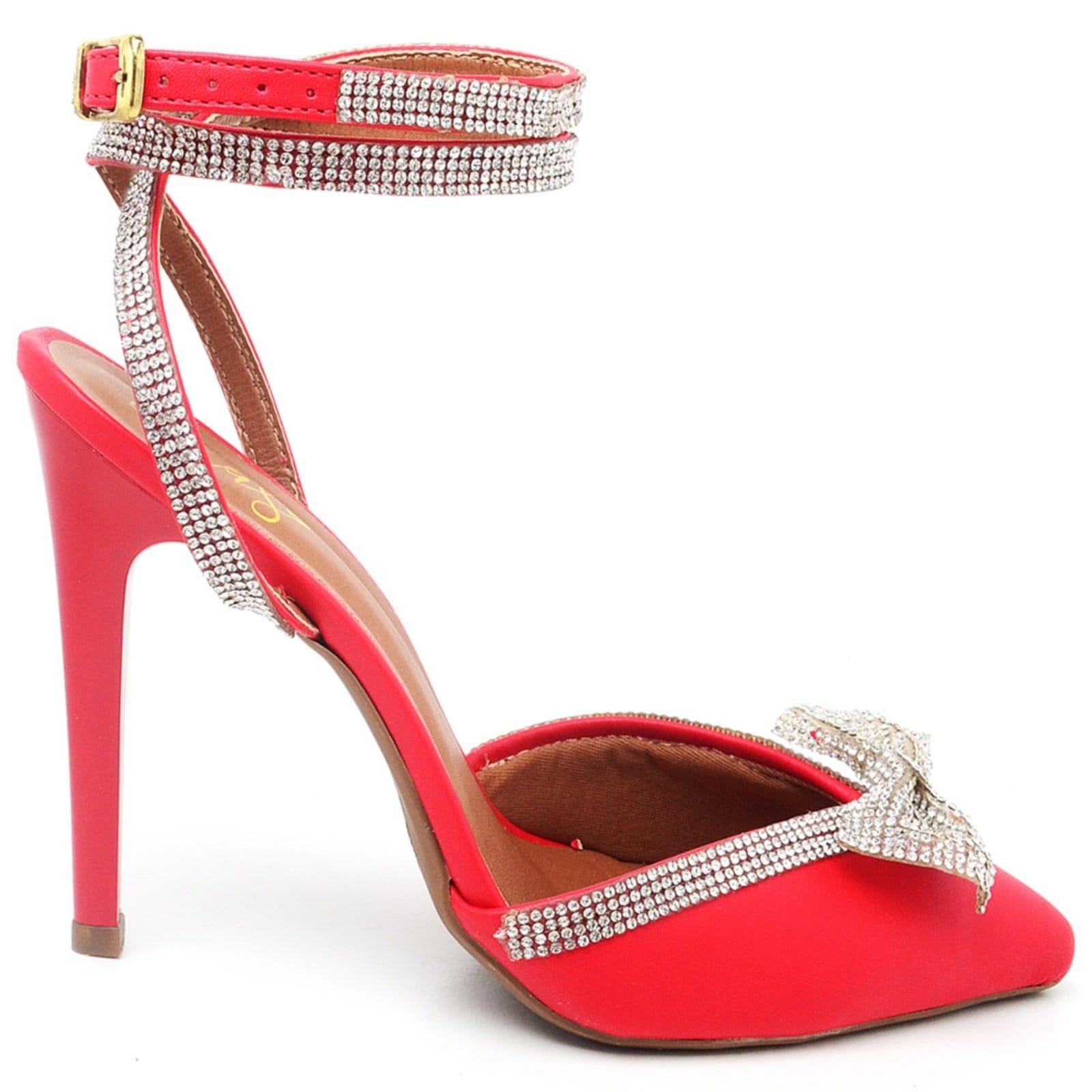 Vista 2 Scarpin Salto Alto com Strass Napa Ella's ZAFREM vermelho