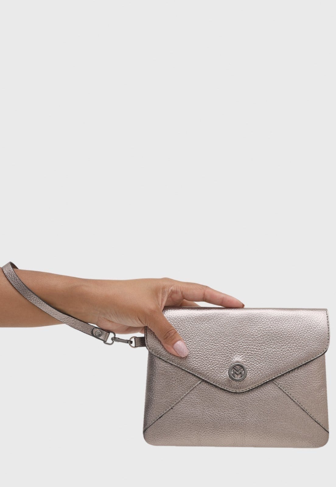 Vista 2 Bolsa Carteira Clutch Couro Mariart Luciana Onix Mariart prata