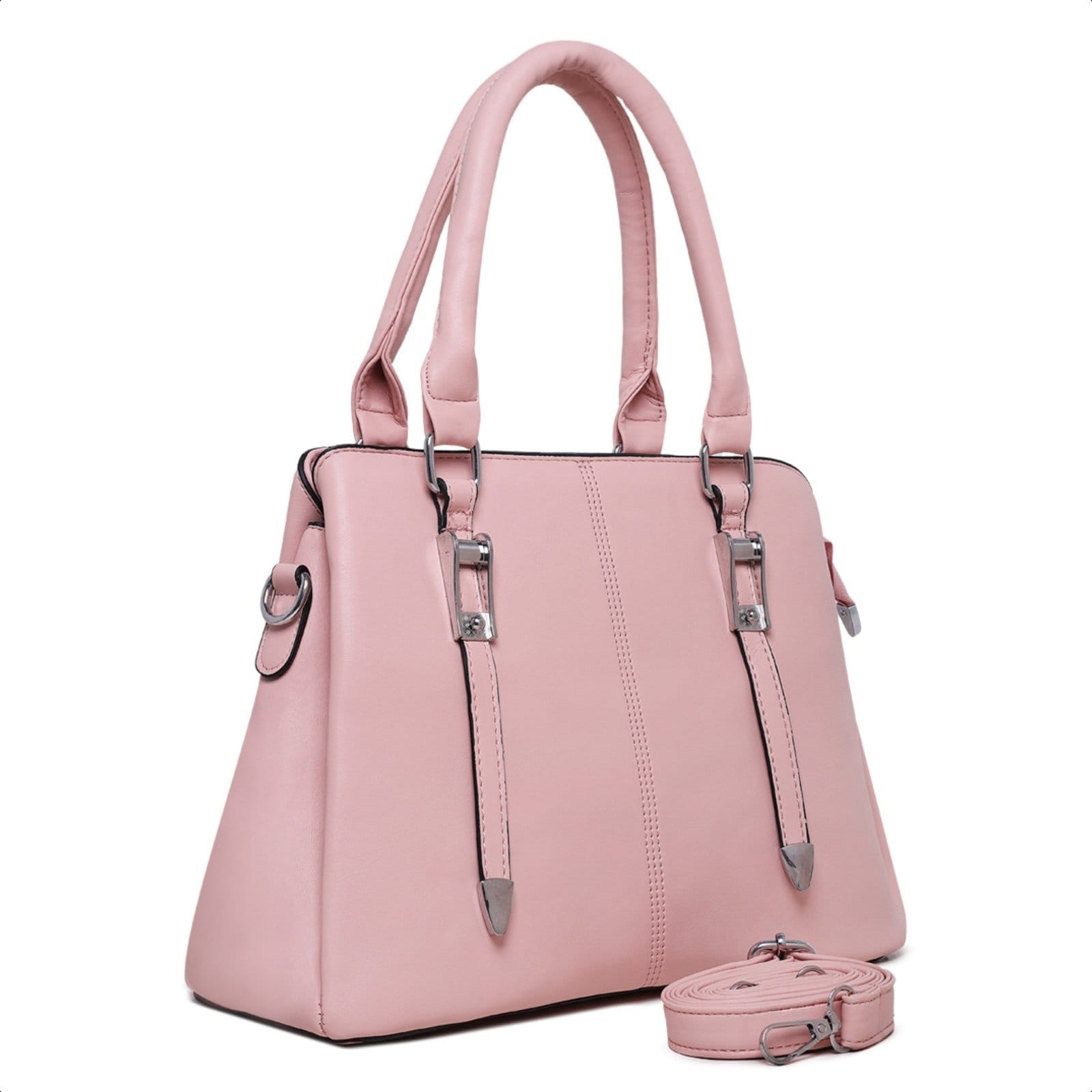 Vista 2 Bolsa De Mão Feminina Alça Transversal Couro Luxuosa Moderna Marfim editar anúncio Pinneri rosa