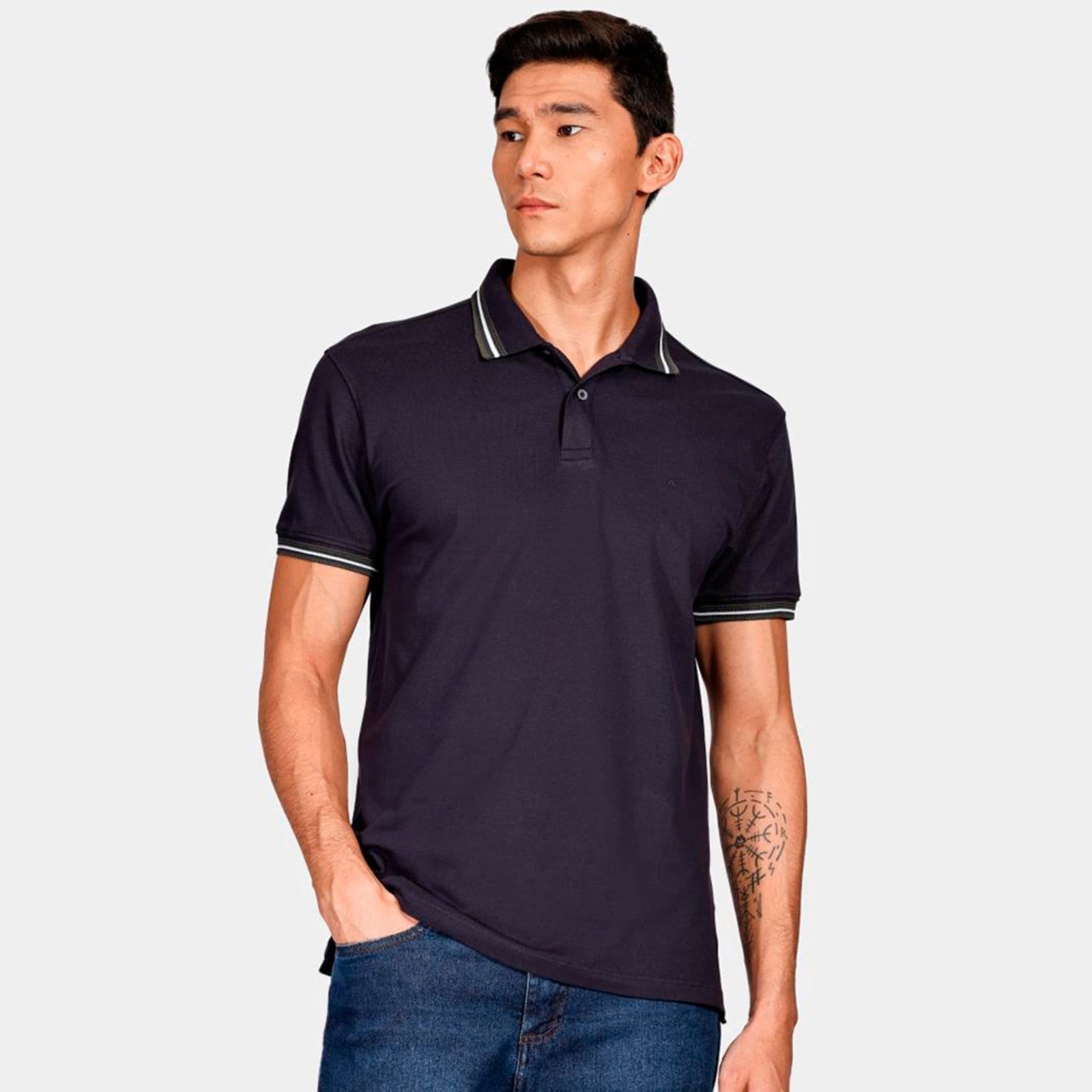Camisa Polo Aramis Piquet 6 Frisos Ve25 Marinho Masculino