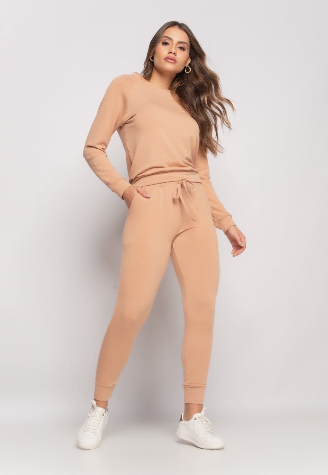 Conjunto Comfy Com Casaco Gola Canoa e Jogger Moletinho Salvatore Fashion