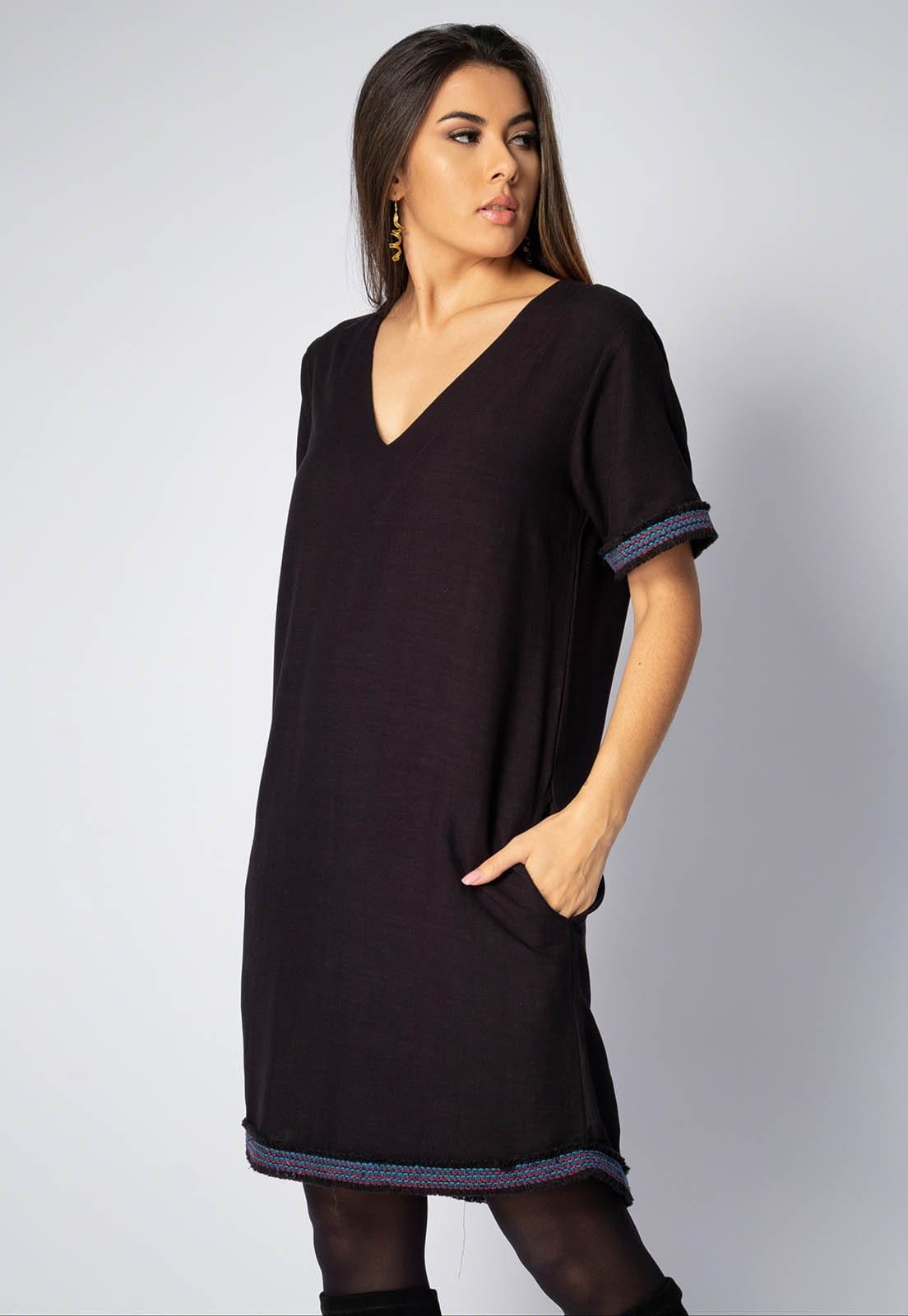 Vestido Amazonia Vital Chemise Curto Viscose Jabuti com Bolso com Detalhe na Barra