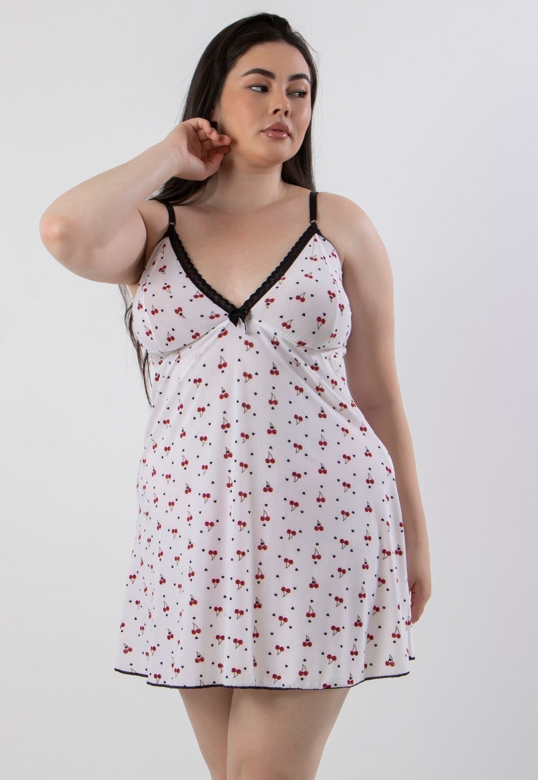 Vista 2 Kit 2 Camisolas Diluxo Plus Size liganete Estampas Variadas Diluxo vermelho