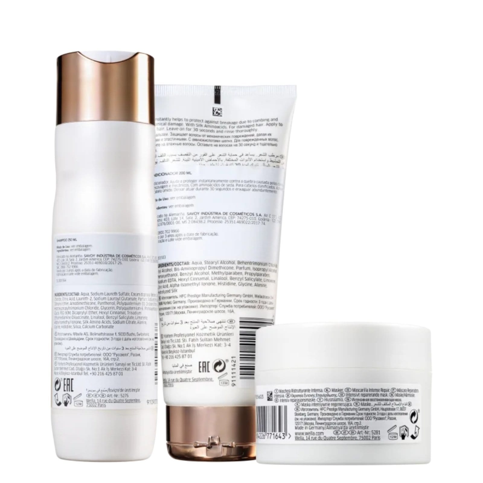 Vista 2 Kit Wella Fusion Shampoo 250Ml + Condicionador 200Ml + Mascara Wella unico