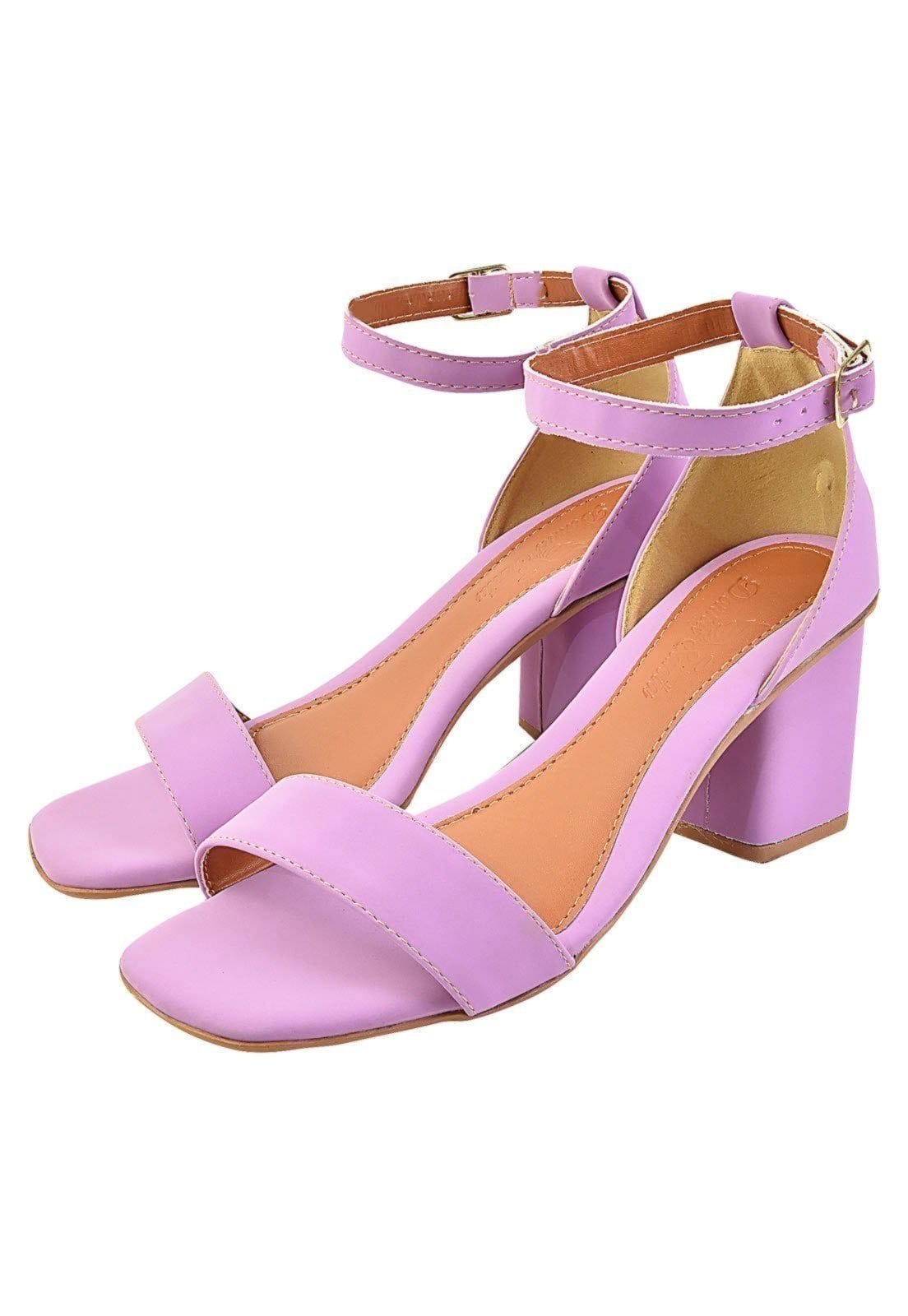 Vista 2 Sandália Salto Bloco Quadrado Donna santa Tradicional Lilás Donna Santa roxo