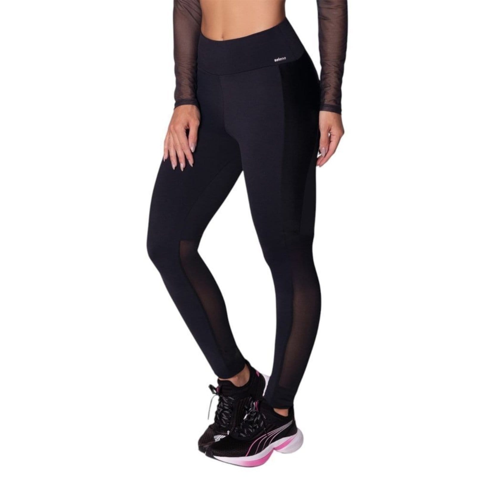 Calça Legging Selene Com Recorte Tule Feminina