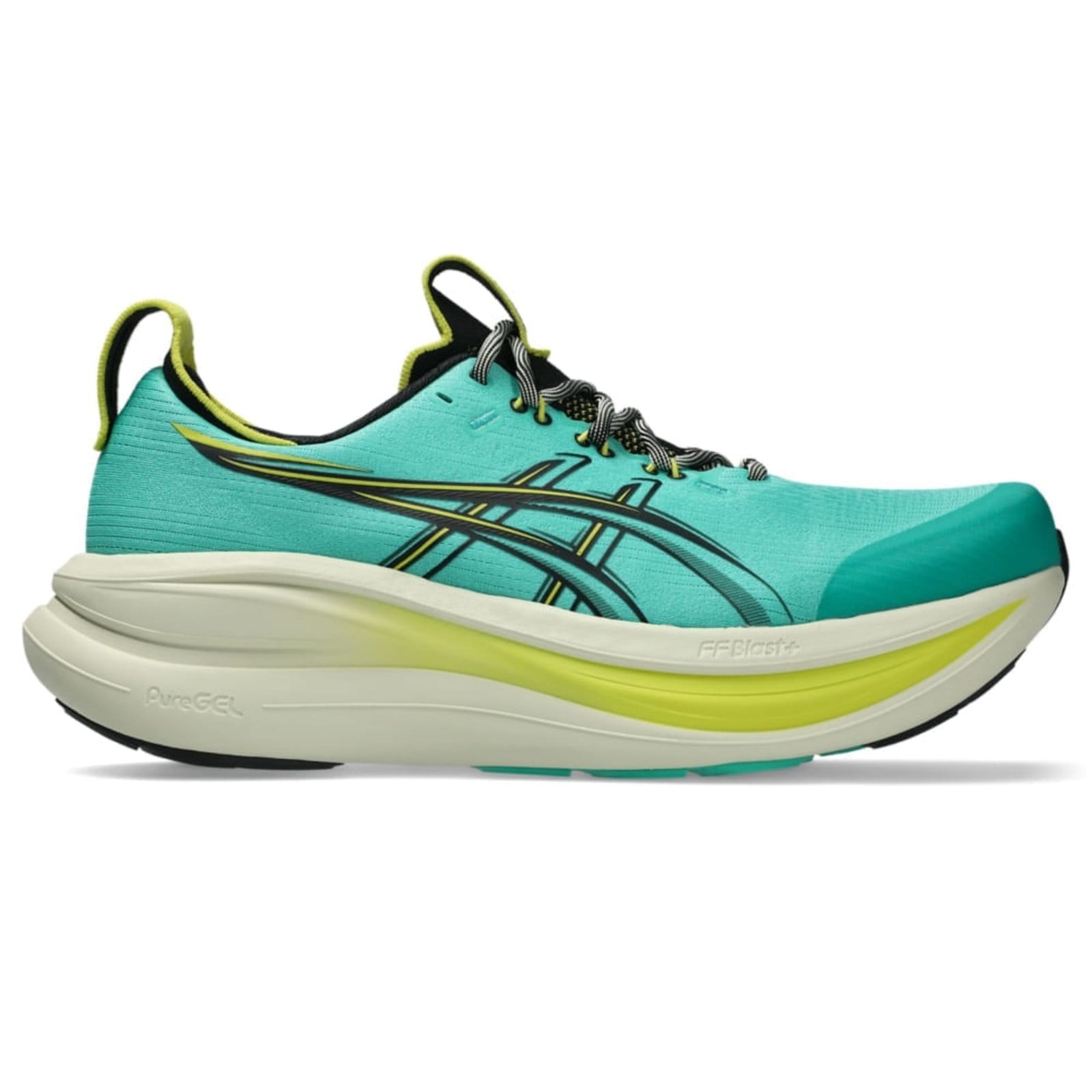 Vista 2 Tênis ASICS GEL Nimbus 28 - Masculino Preto ASICS verde