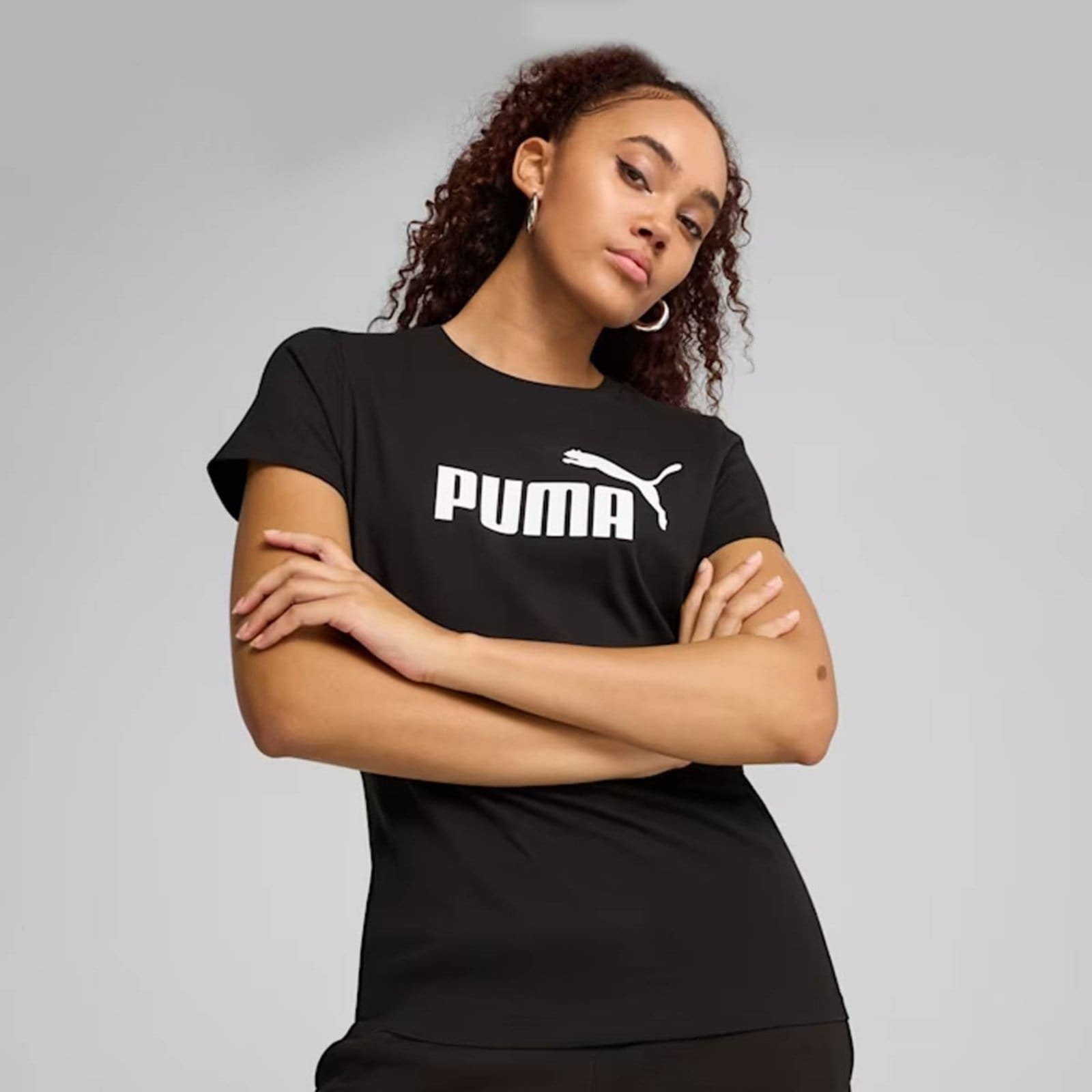 Vista principal Camiseta Puma ESS NO. 1 Logo Feminina Preta Puma preto