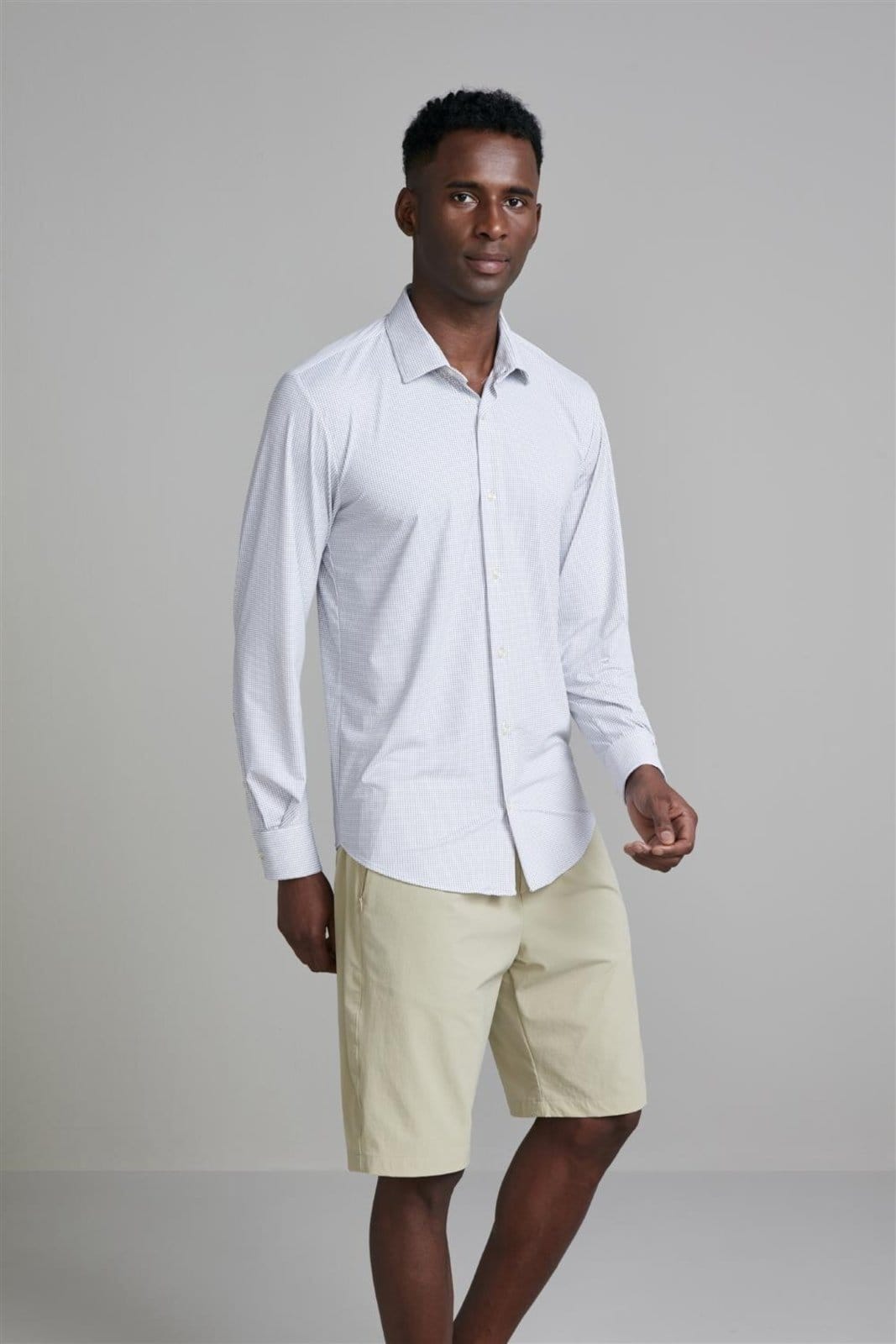 HIGHSTIL Camisa Tecnocomfy Slim Fit Listrada Claro