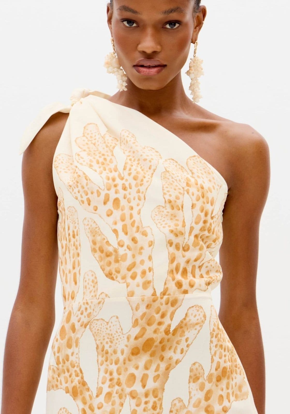 Vista 2 Vestido Ombro Único Com Estampa Lança Perfume amarelo