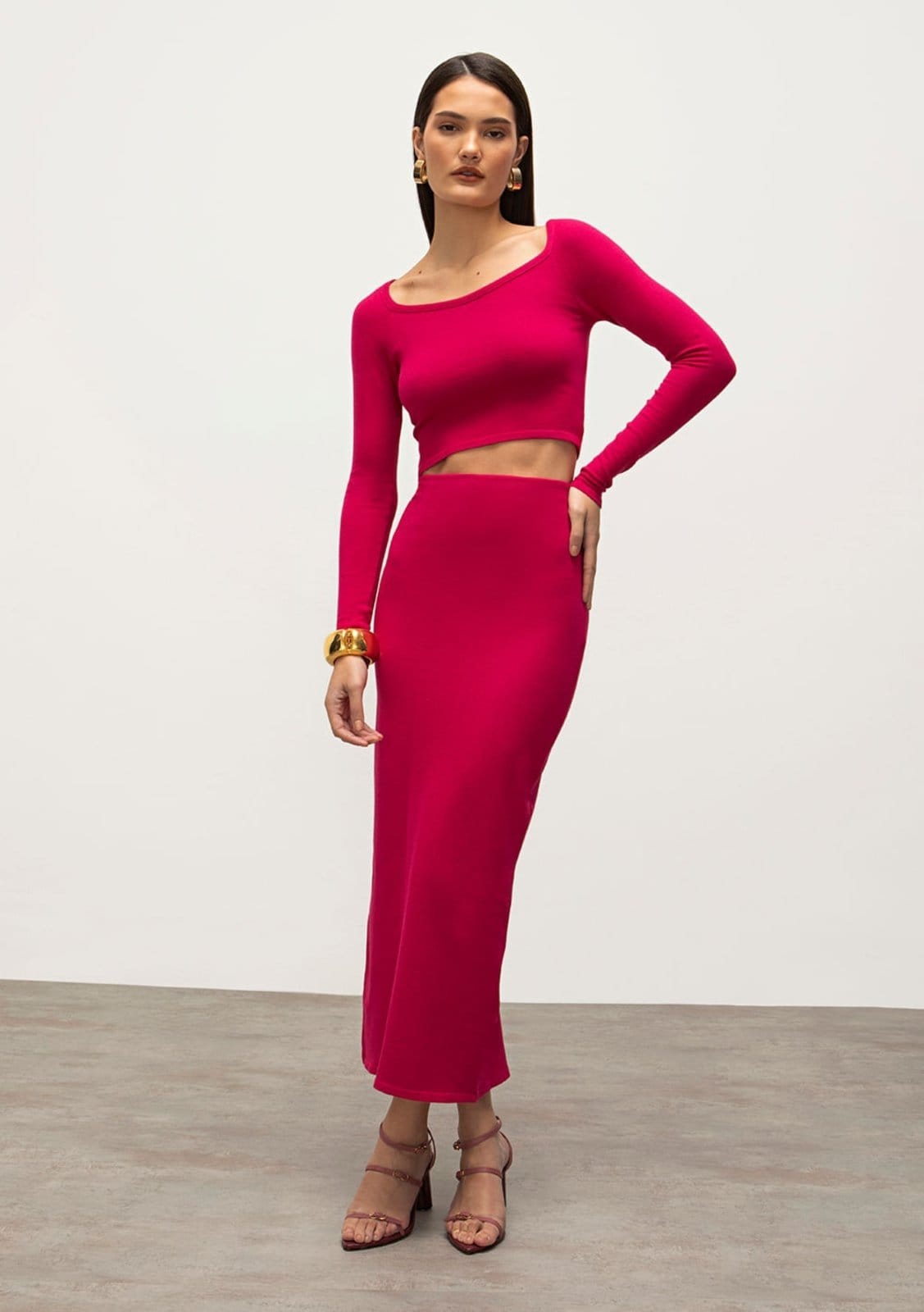 Saia Iódice Midi Reta Com Fenda