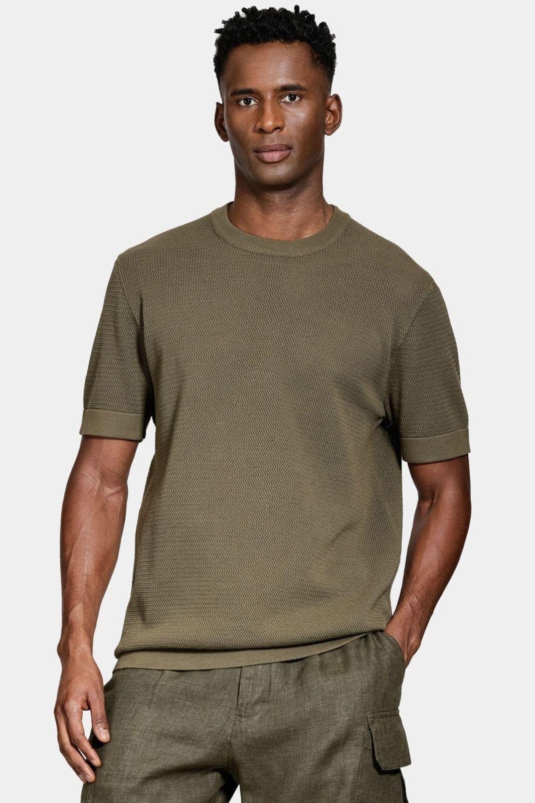 Tricot Aramis Aramis Manga Curta Algodão Piquet Oliva