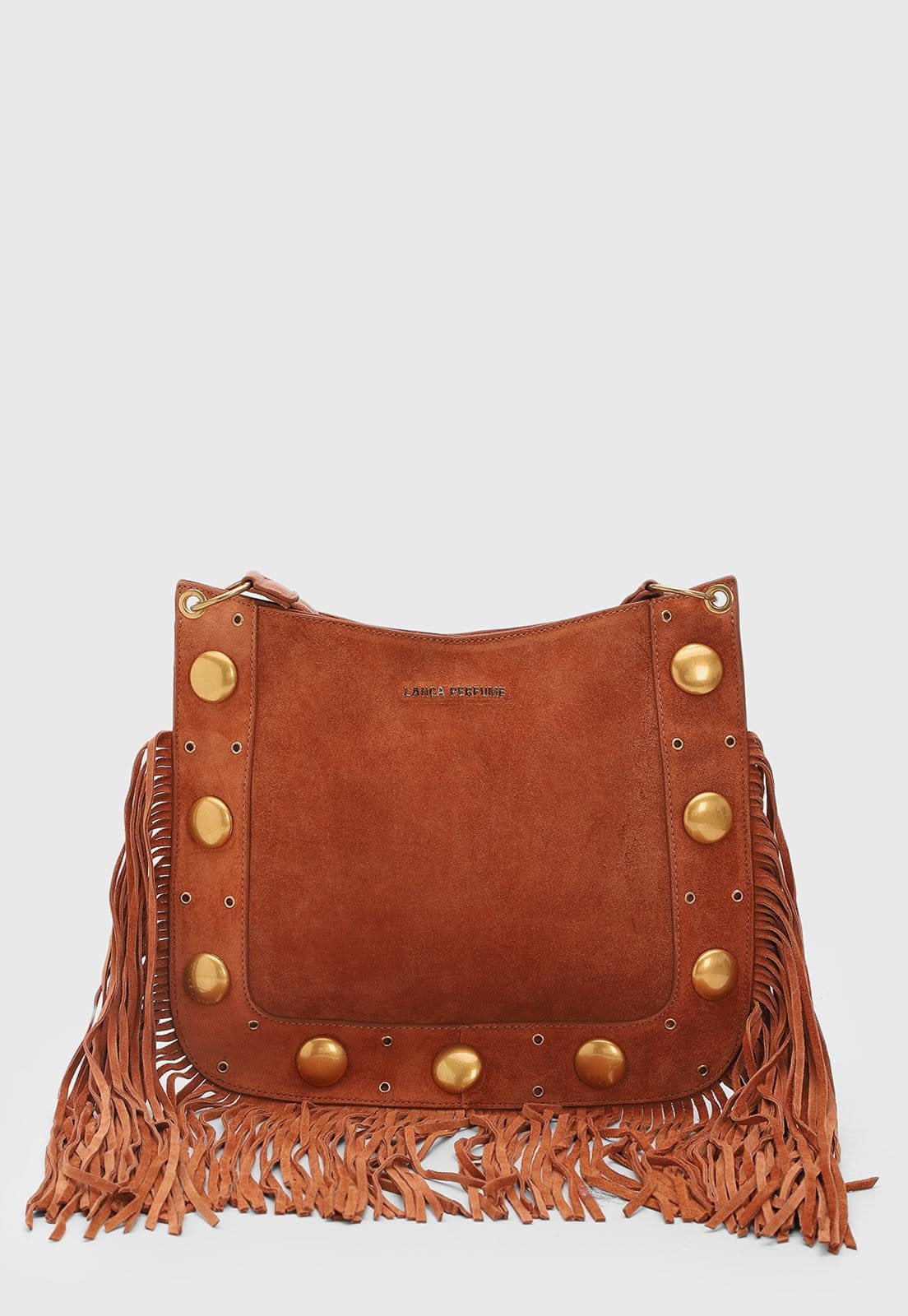 Bolsa Feminina Lança Perfume Franjas Caramelo