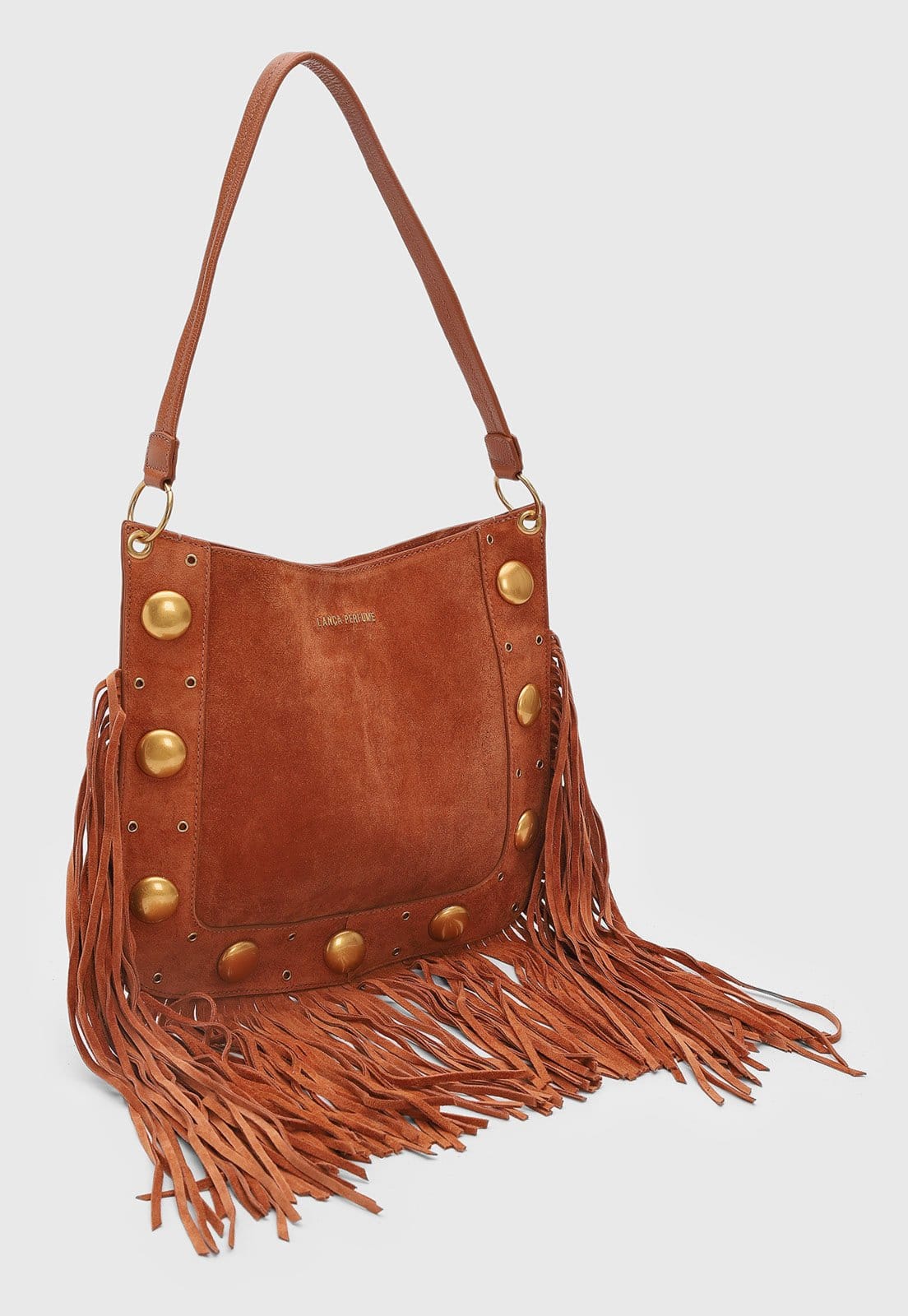 Vista 2 Bolsa Feminina Lança Perfume Franjas Caramelo Lança Perfume marrom