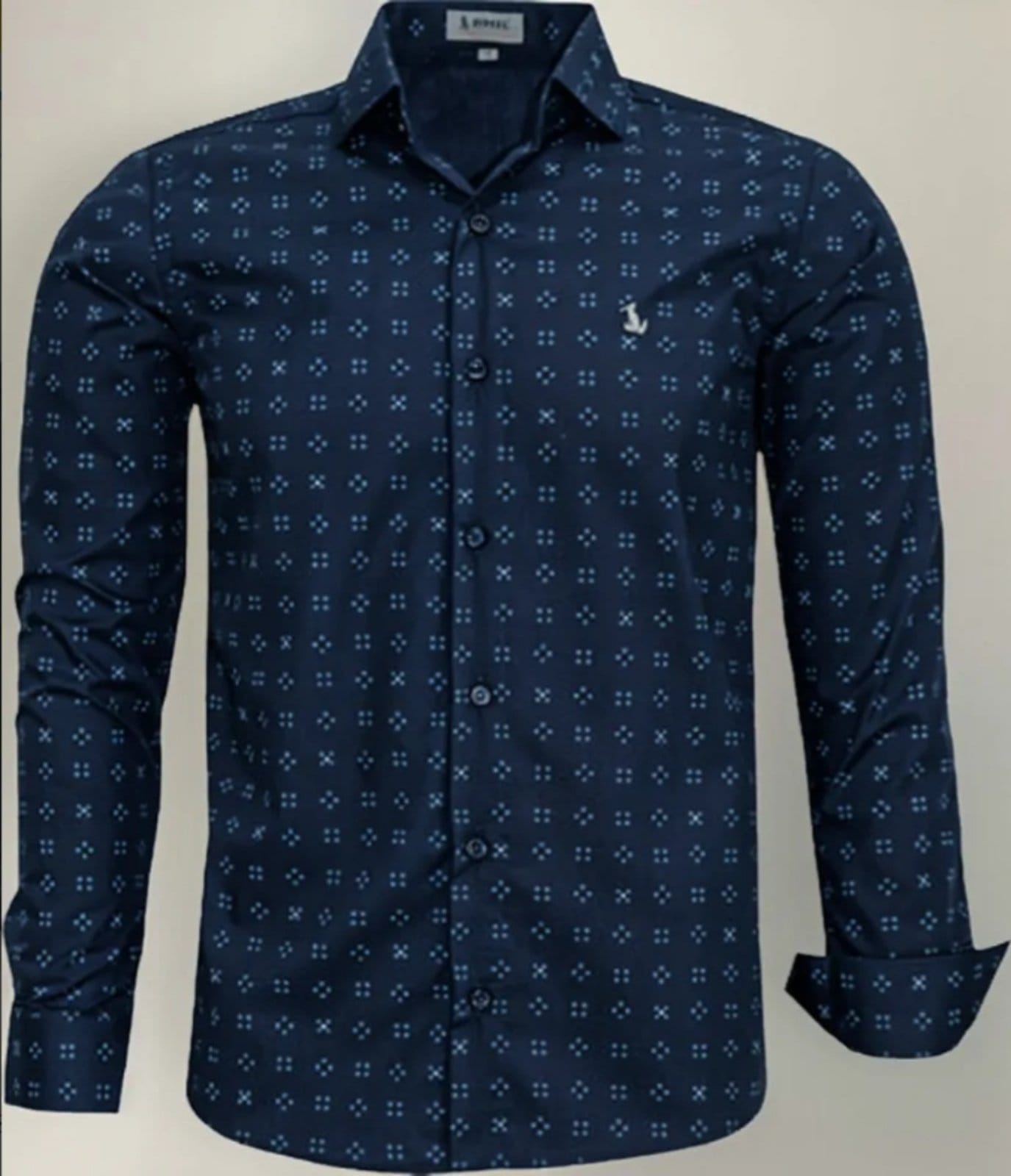 Camisa Social Amil Comfort Park Estampado Poliéster Macia Fácil de Passar Manga Longa Cor01