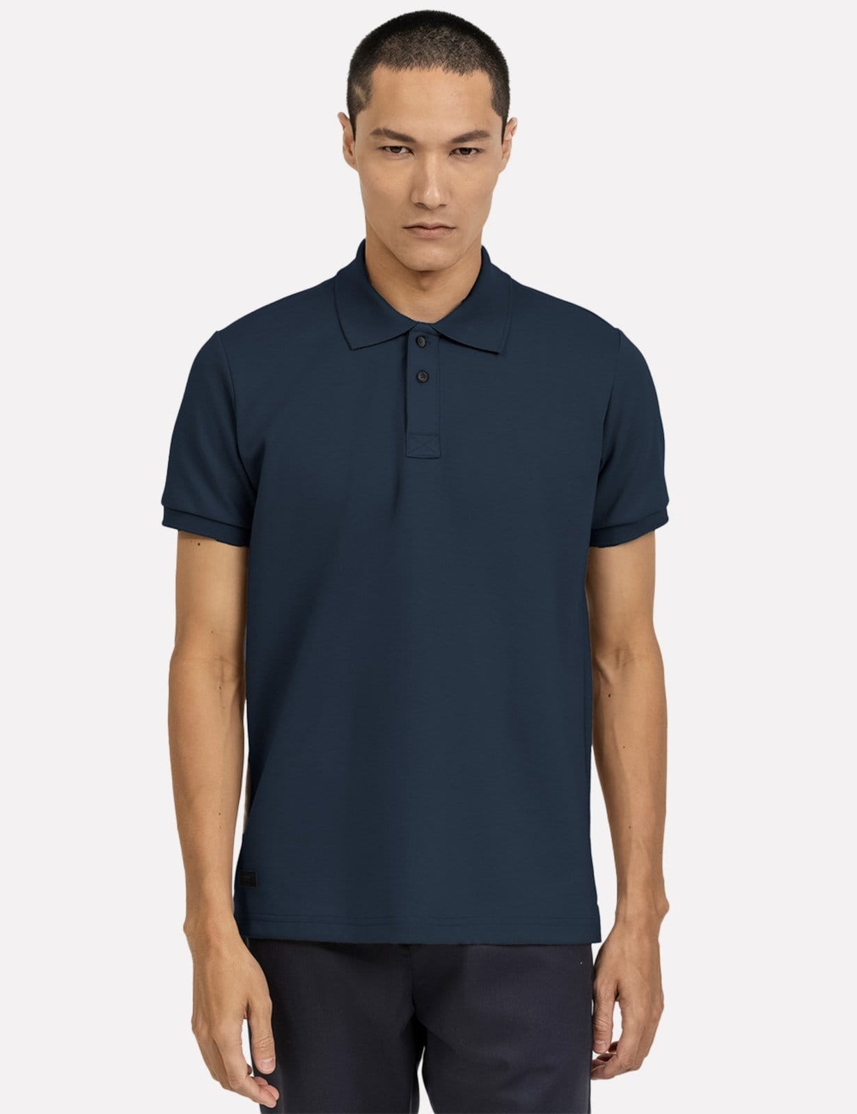 Polo K&J Black Regular Piquet Premium Vista Azul Marinho