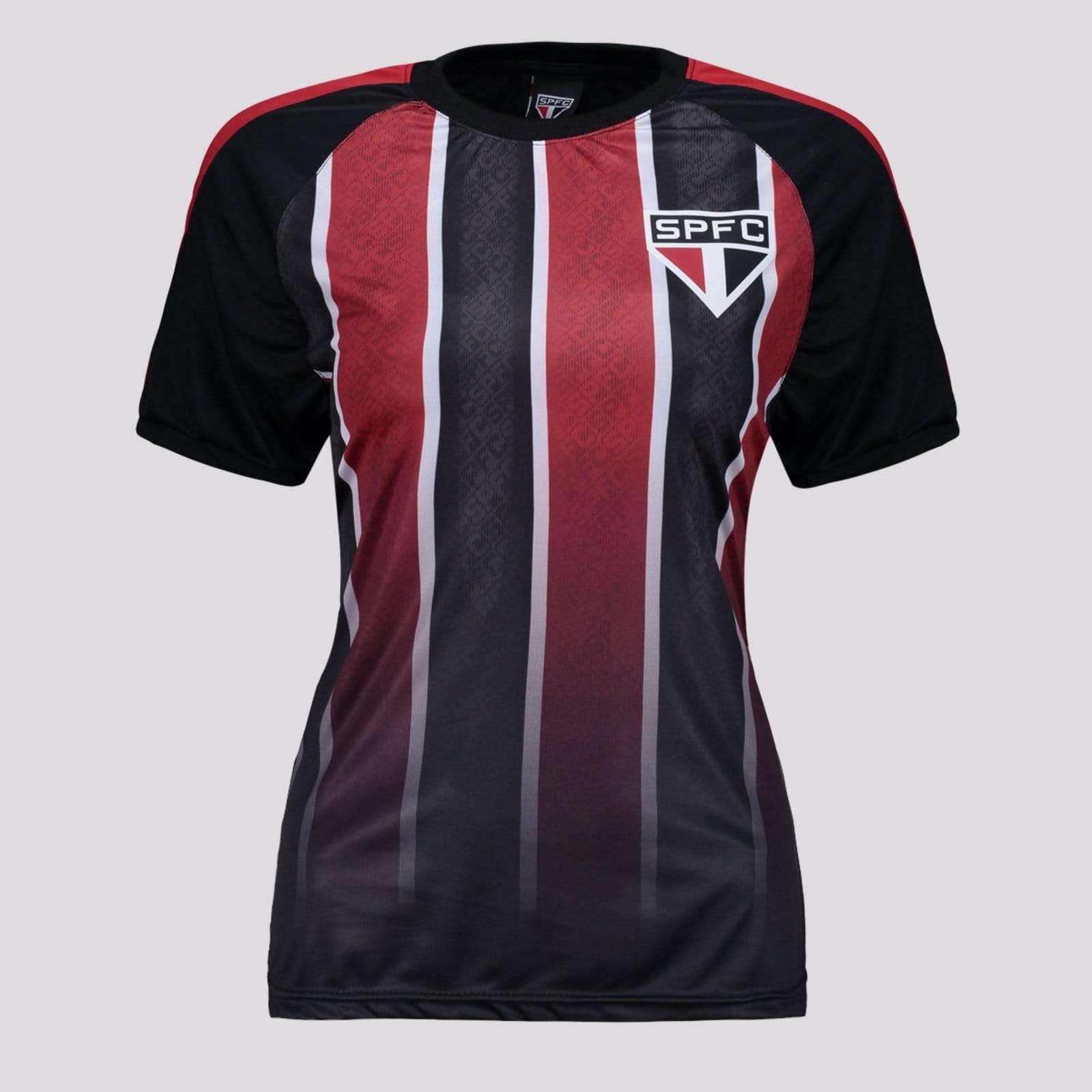 Camisa São Paulo Layer Feminina Preta e Vermelha