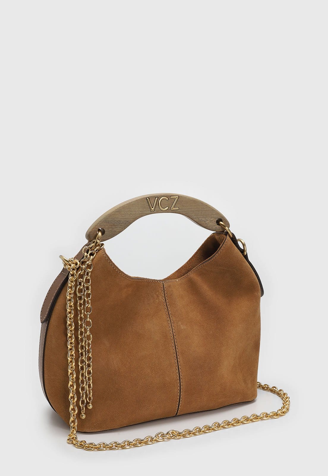 Vista 2 Bolsa Feminina Vicenza Alça Madeira Média Canela Vicenza caramelo