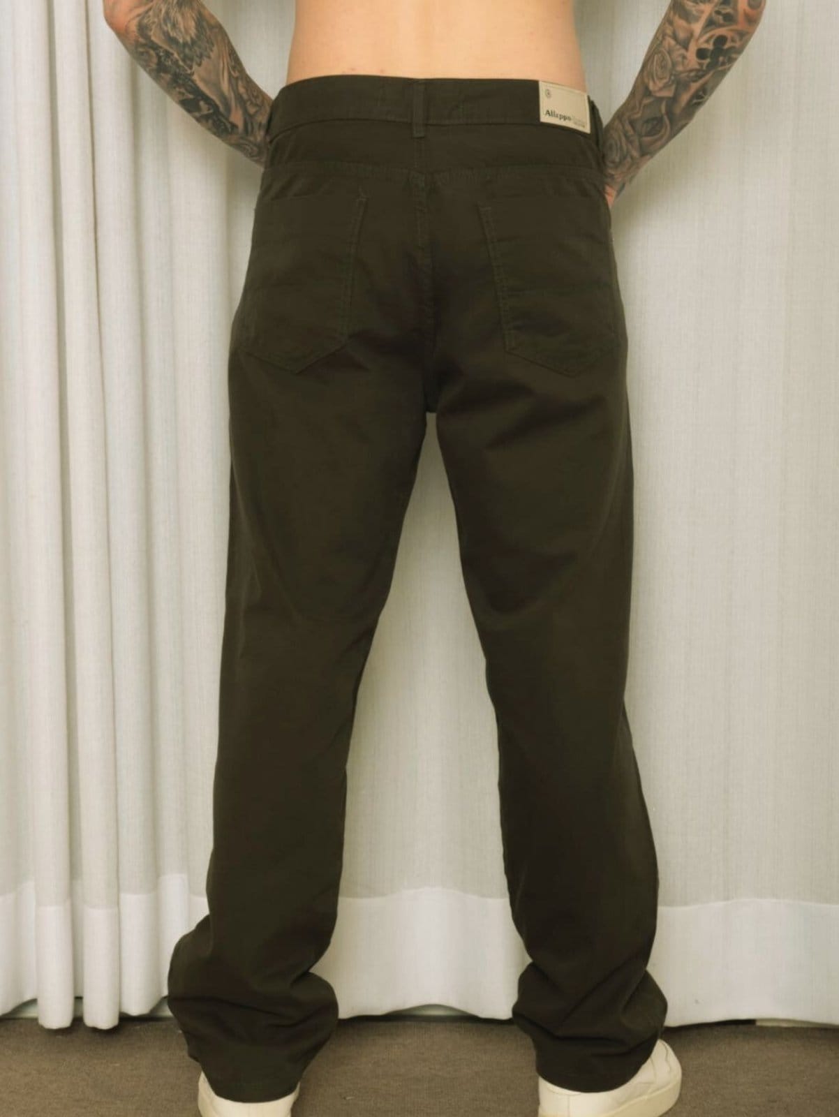 Vista 2 Calça Balão Masculina Alleppo Jeans Sarja Alleppo Jeans verde/verde militar verde