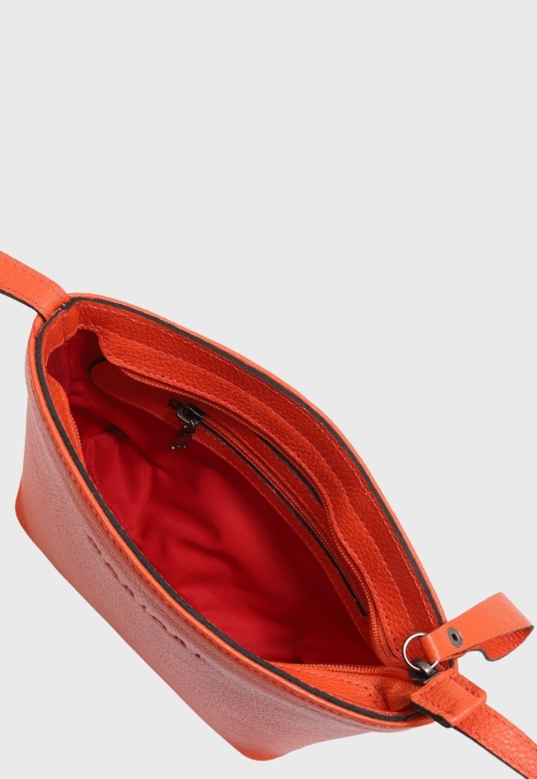 Vista 2 Bolsa de Couro Transversal Mariart Mini Cristal Orange Mariart laranja orange