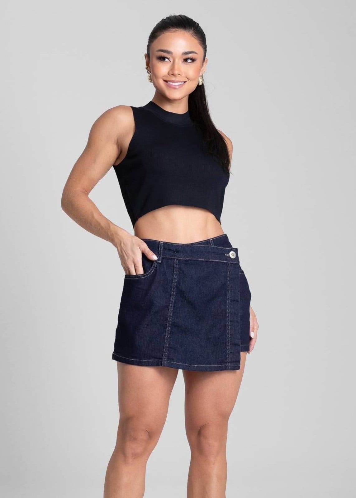 Vista 2 Shorts Saia Jeans Sawary - 281934 Sawary azul
