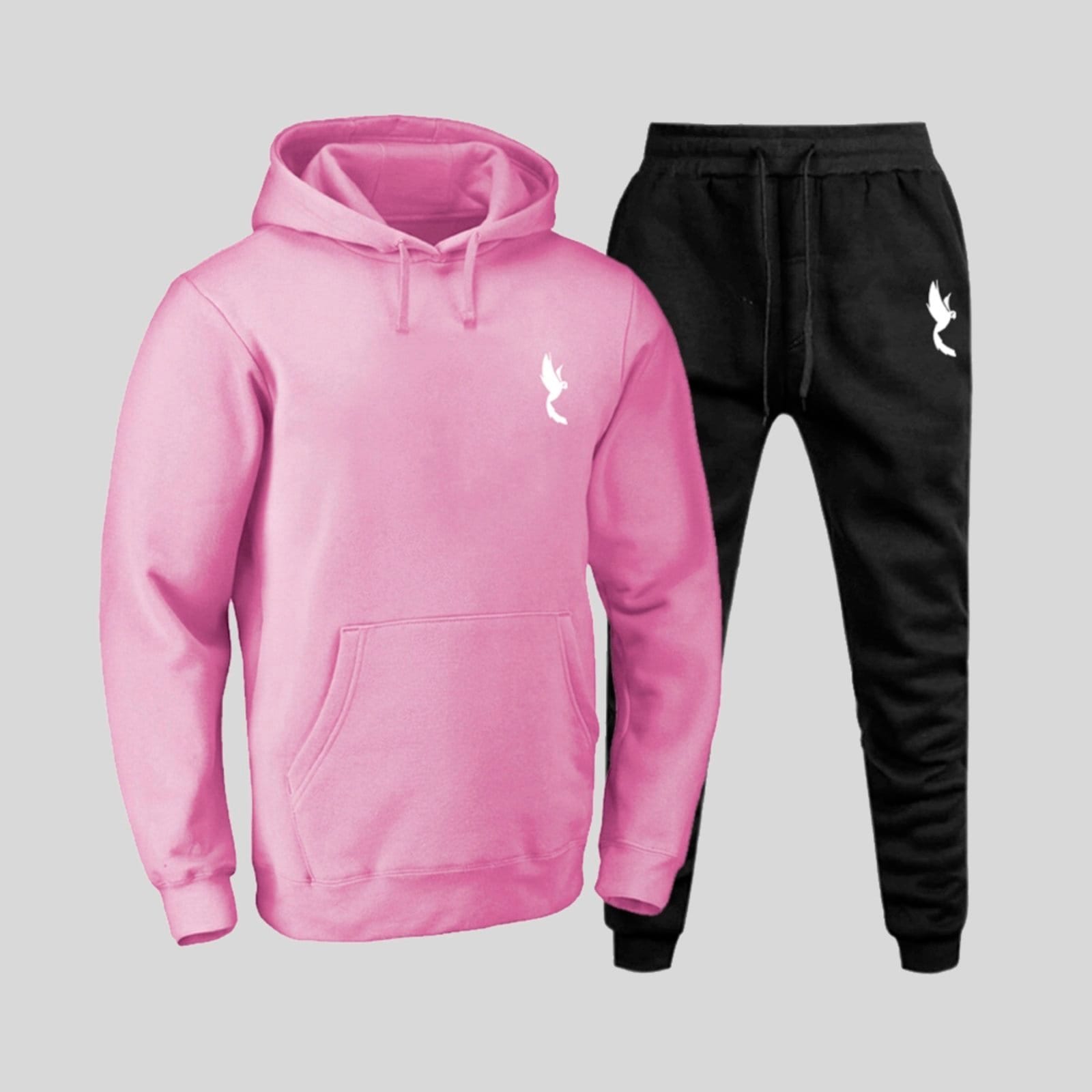 Conjunto Moletom Masculino Polo Blu Flanelado em Algodão Rosa com Bolso e Capuz do P ao G1