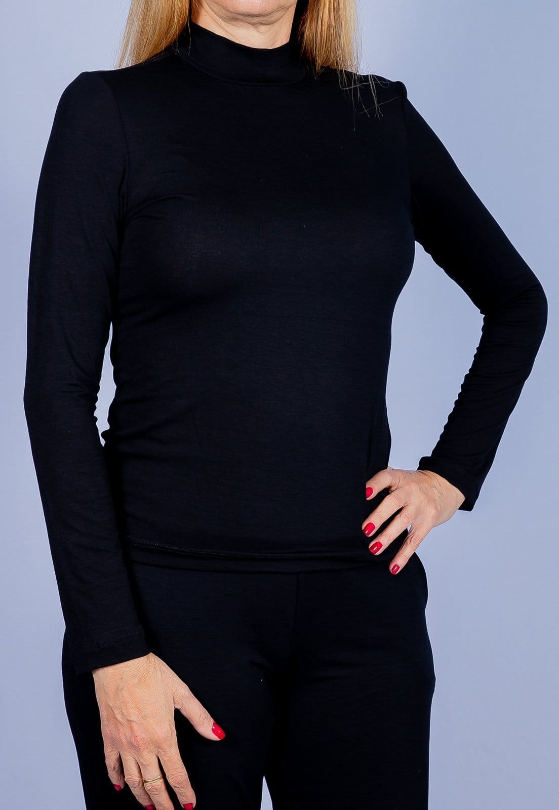 Blusa Maria Paes Manga Longa Gola Alta