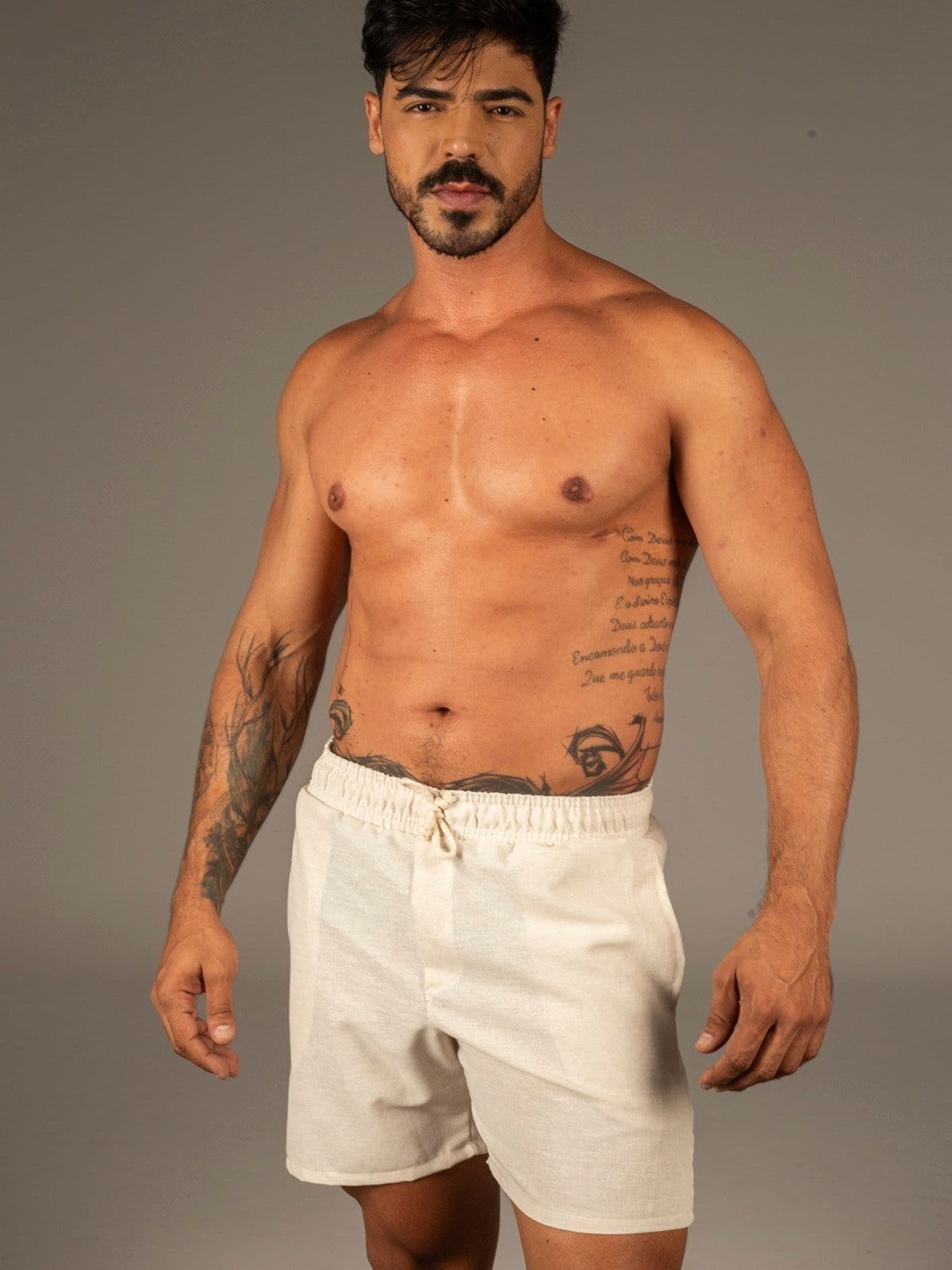 Short Linho Masculino Dulk Palha Off White