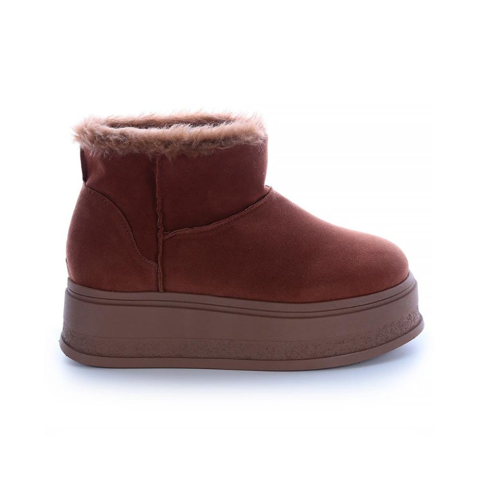 Bota de Pelos Forrada Plataforma Cano Baixo