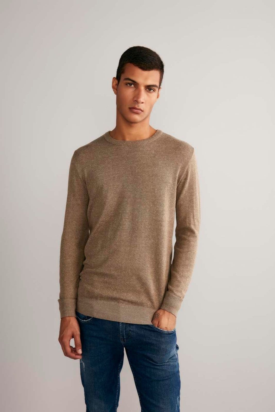 HIGHSTIL Tricot Básico Gola Careca - Khaki