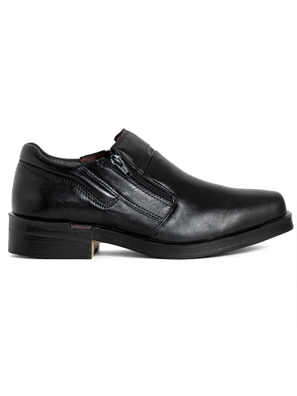 Sapato Masculino Ferracini 24h Social Clássico Urban Way Couro Zíper Preto All Black