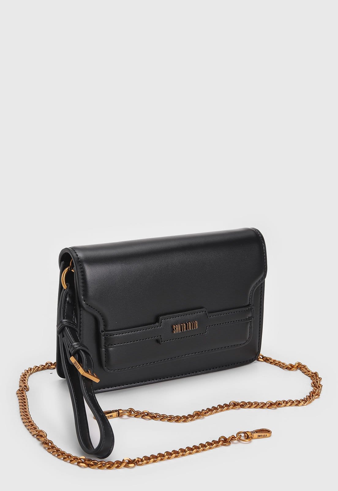 Vista 2 Bolsa Tiracolo Santa Lolla Alça Corrente Preta Santa Lolla preto