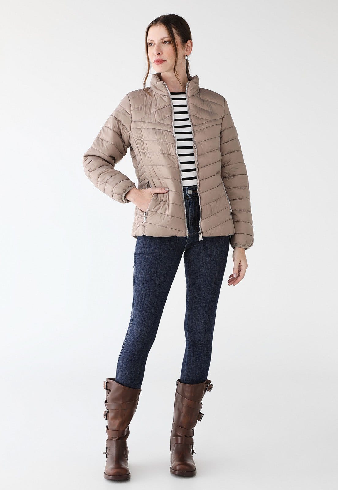 Vista 2 Jaqueta Puffer Facinelli Facinelli bege