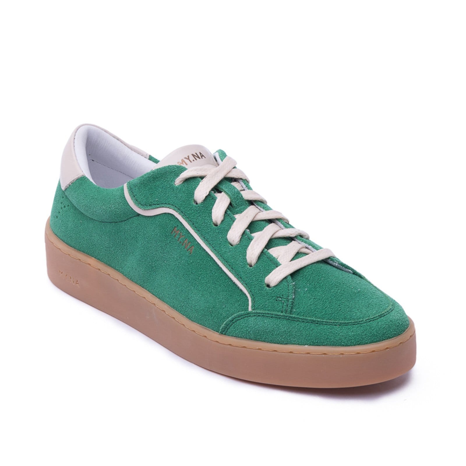 Tênis MY.NA Y7 Couro Legítimo Claro com detalhes em Off White