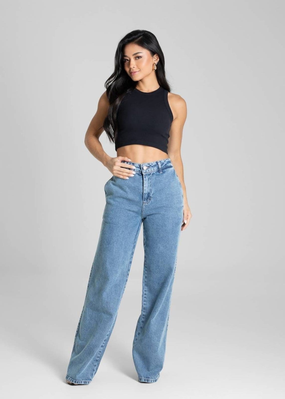 Vista 2 Calça Jeans Sawary Wide Leg - 280910 Sawary azul