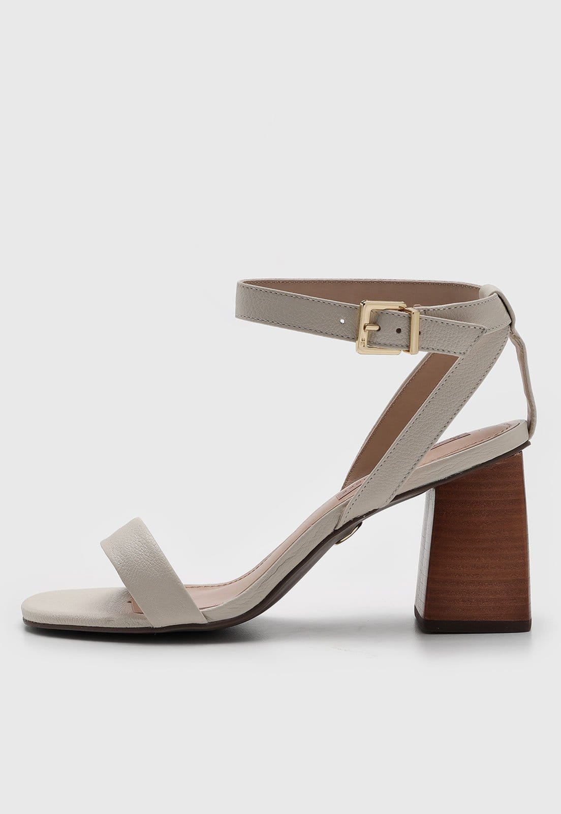 Sandália Feminina Jorge Bischoff Salto Bloco Amadeirado Off-White