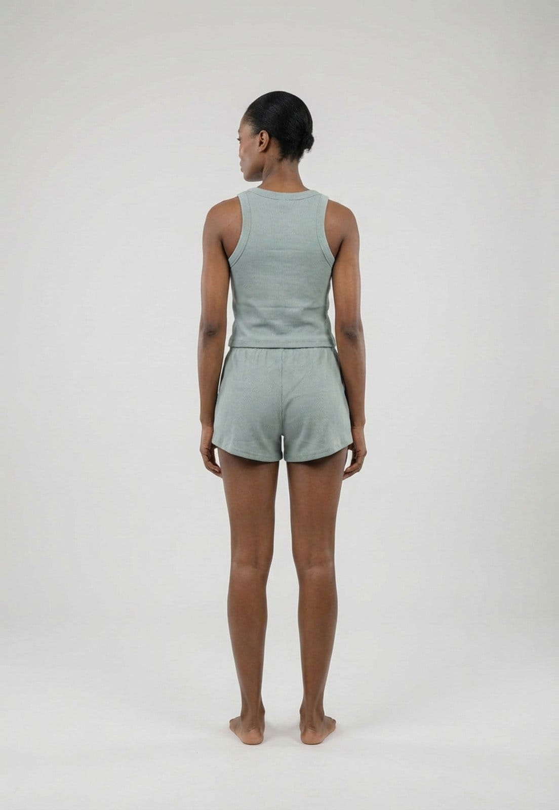 Vista 2 Conjunto Pijama Curto Feminino Hering Canelado Hering verde