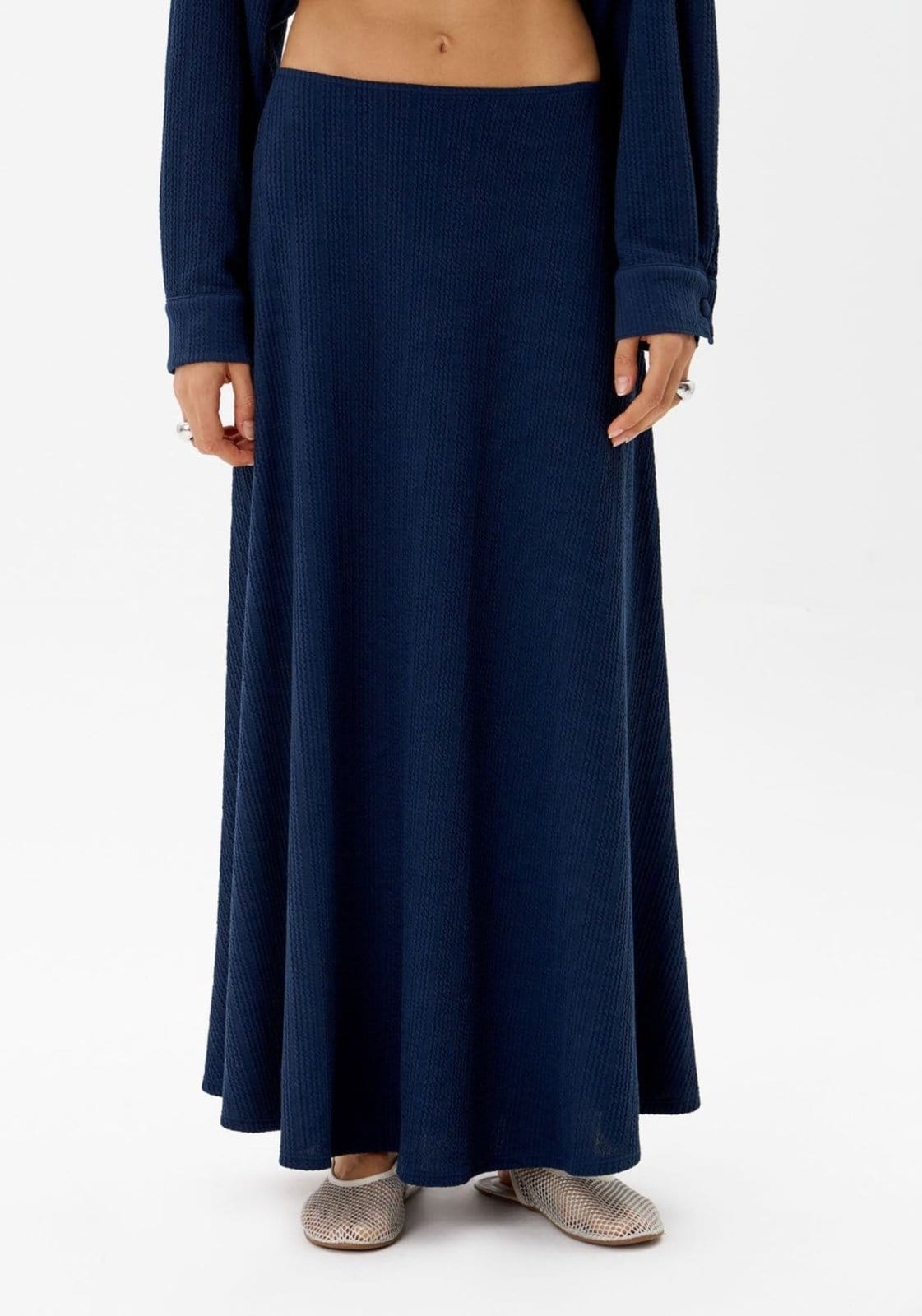 Vista 2 Saia Super Midi Texturizada My Favorite Things azul