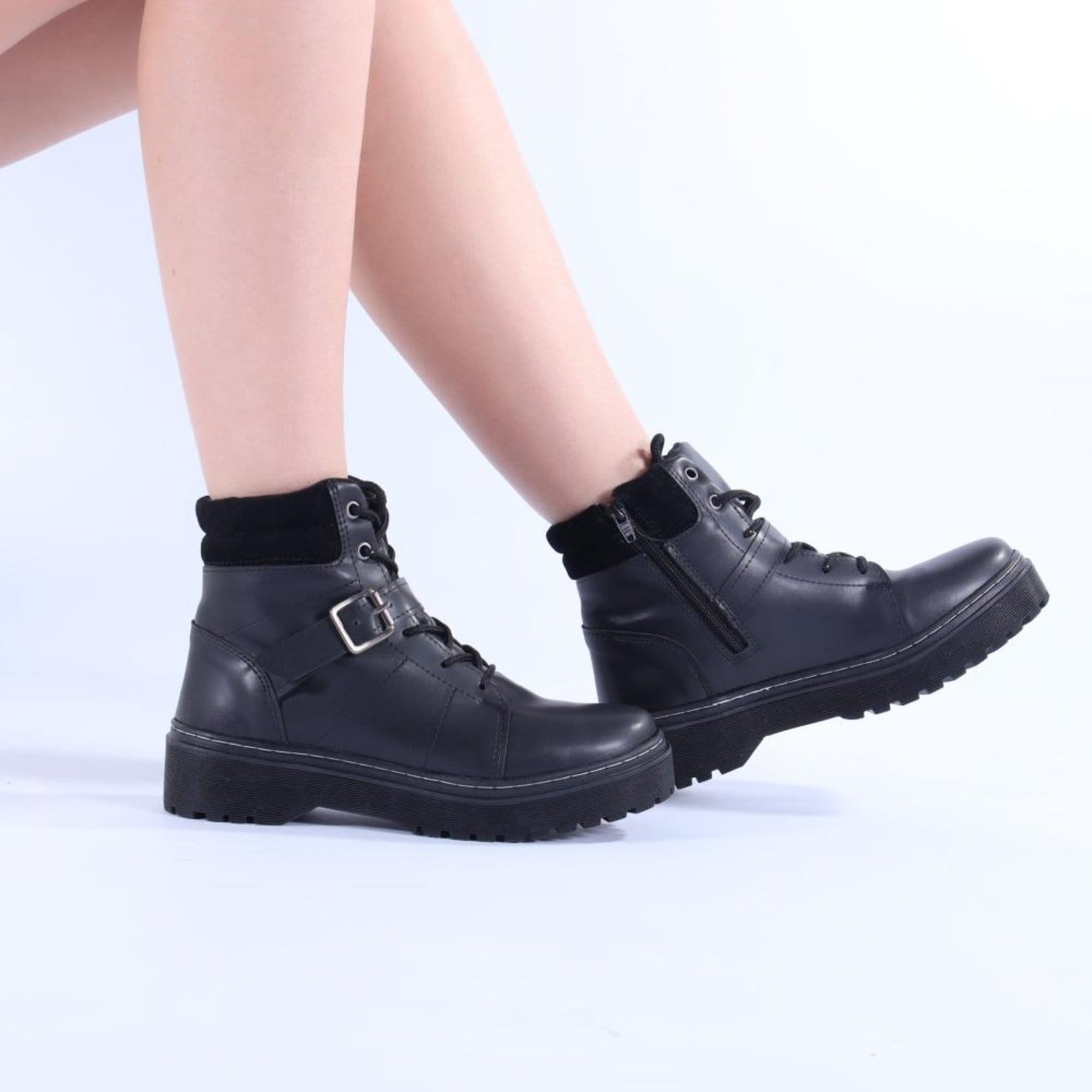 Vista 2 Coturno Feminino Zariff com Fivela 7015 Preto Zariff incolor