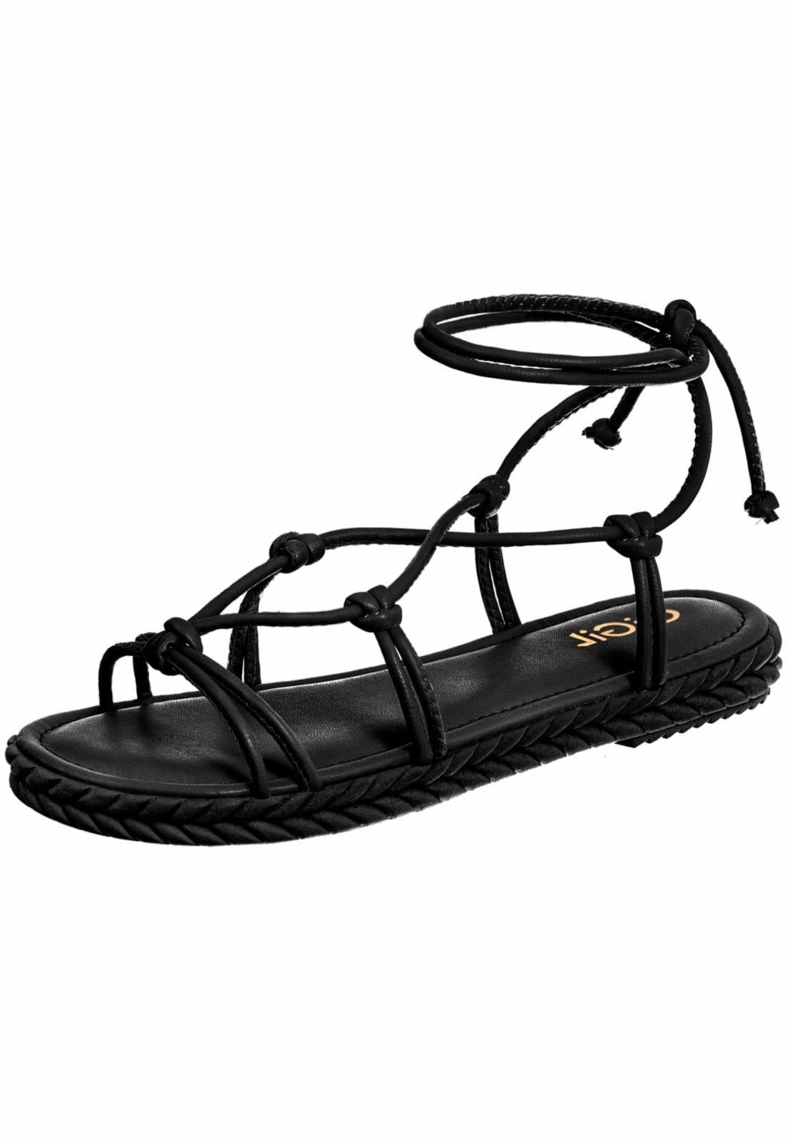 Vista 2 Rasteirinha Gigil Gladiadora Amarração Preta Gigil preto