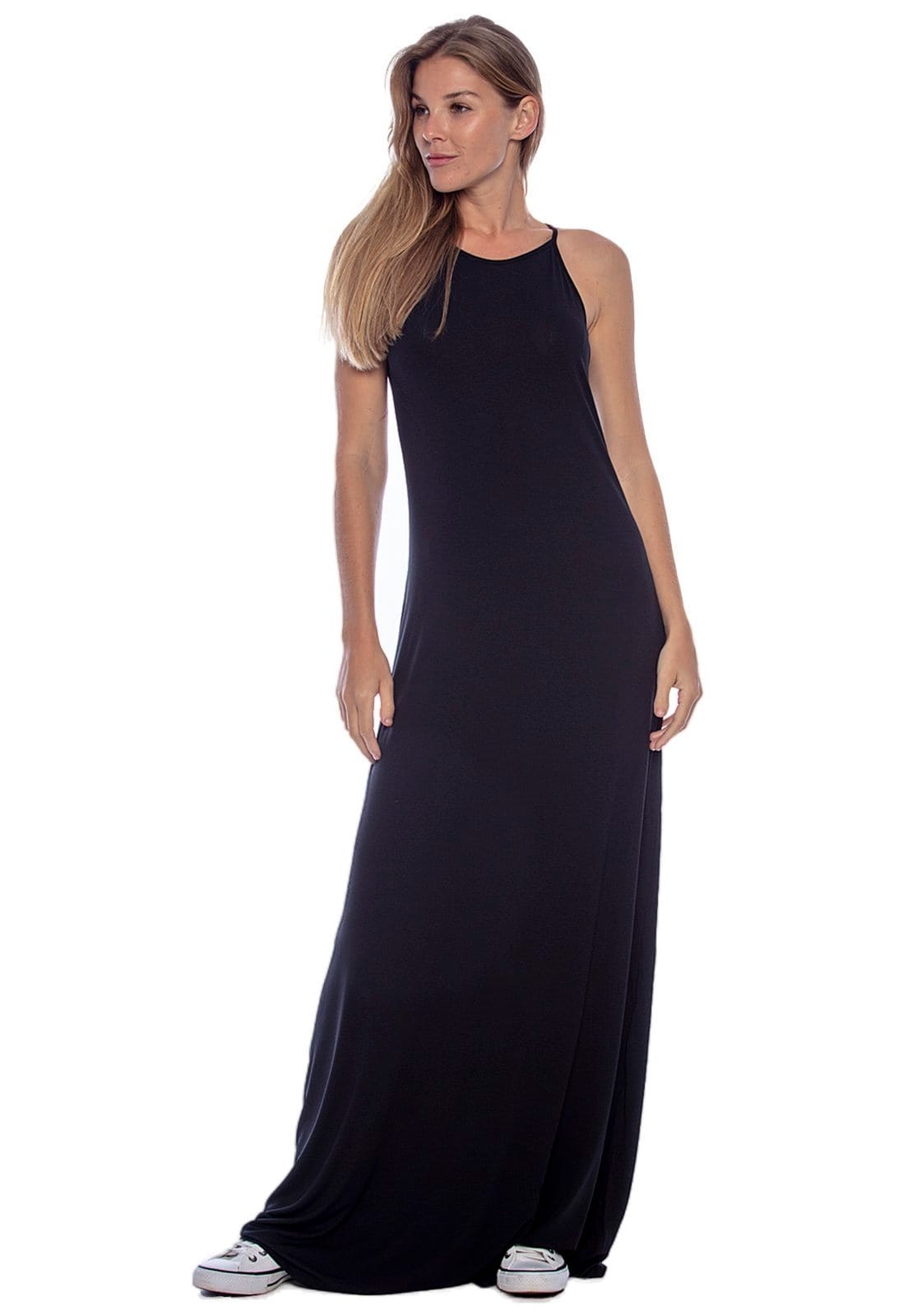 Vestido Longo Malha Trapézio Amazonia Vital Preto