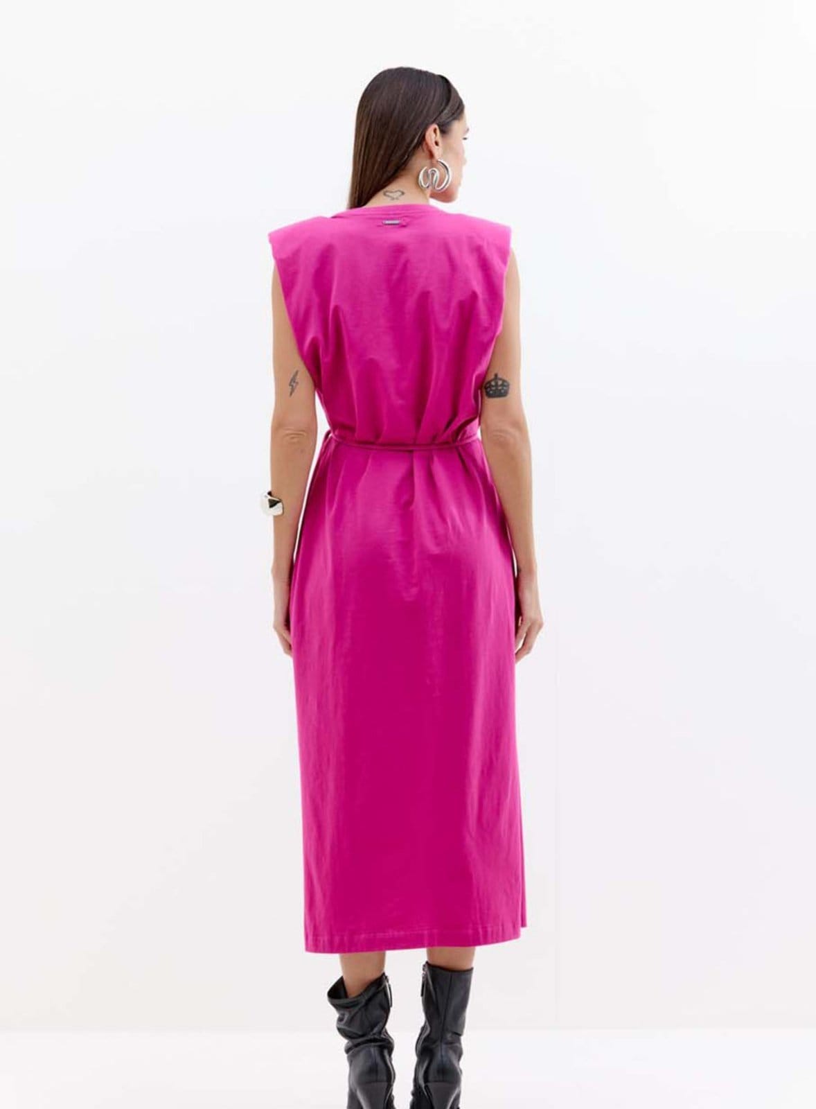 Vista 2 Vestido Midi com Amarração na Cintura Triton Enjoy Triton rosa