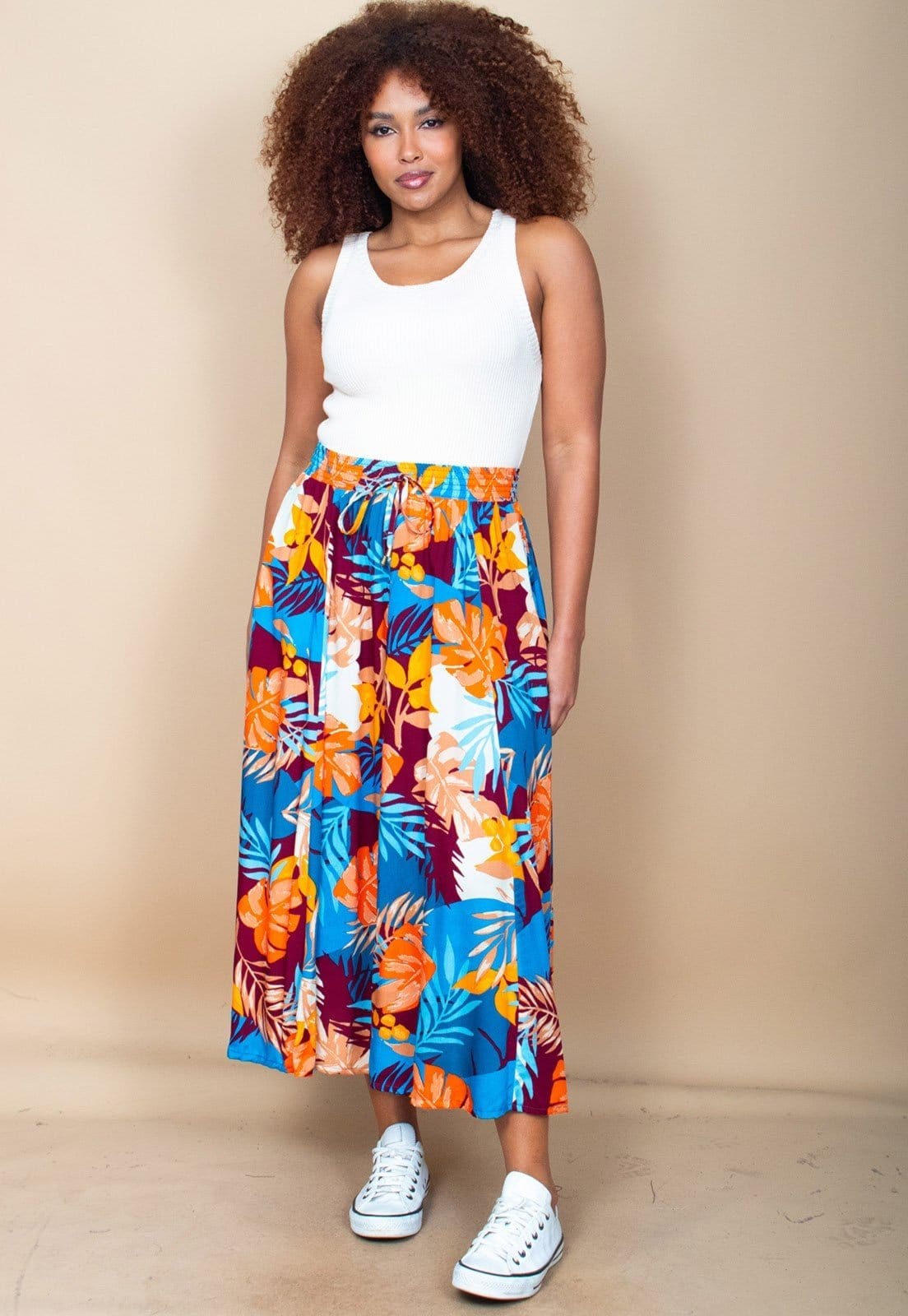 Saia Cabanafree Longa Viscose Estampa Aurora Profunda