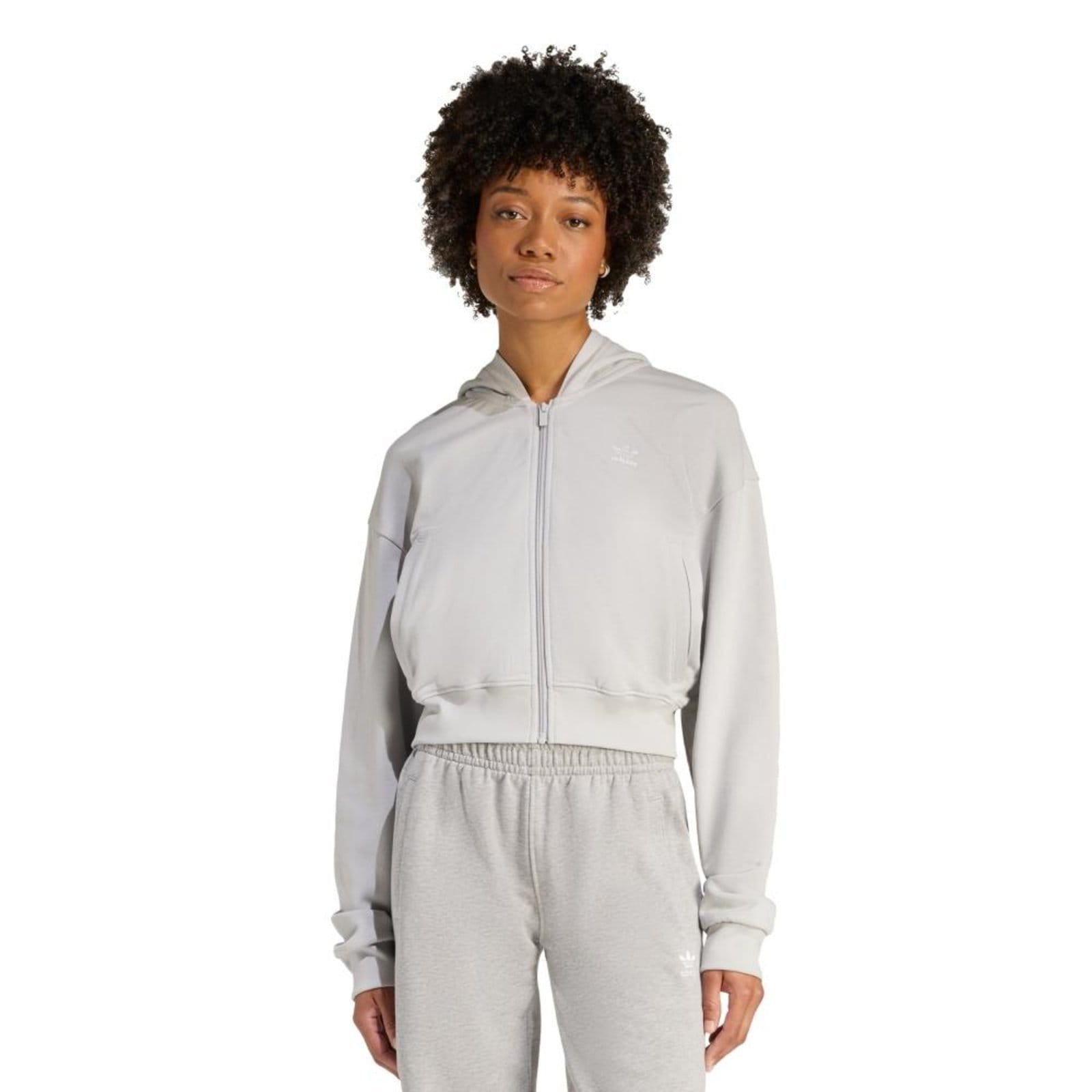 MOLETOM CAPUZ ESSENTIALS MOLETINHO CROPPED ZIP adidas Originals