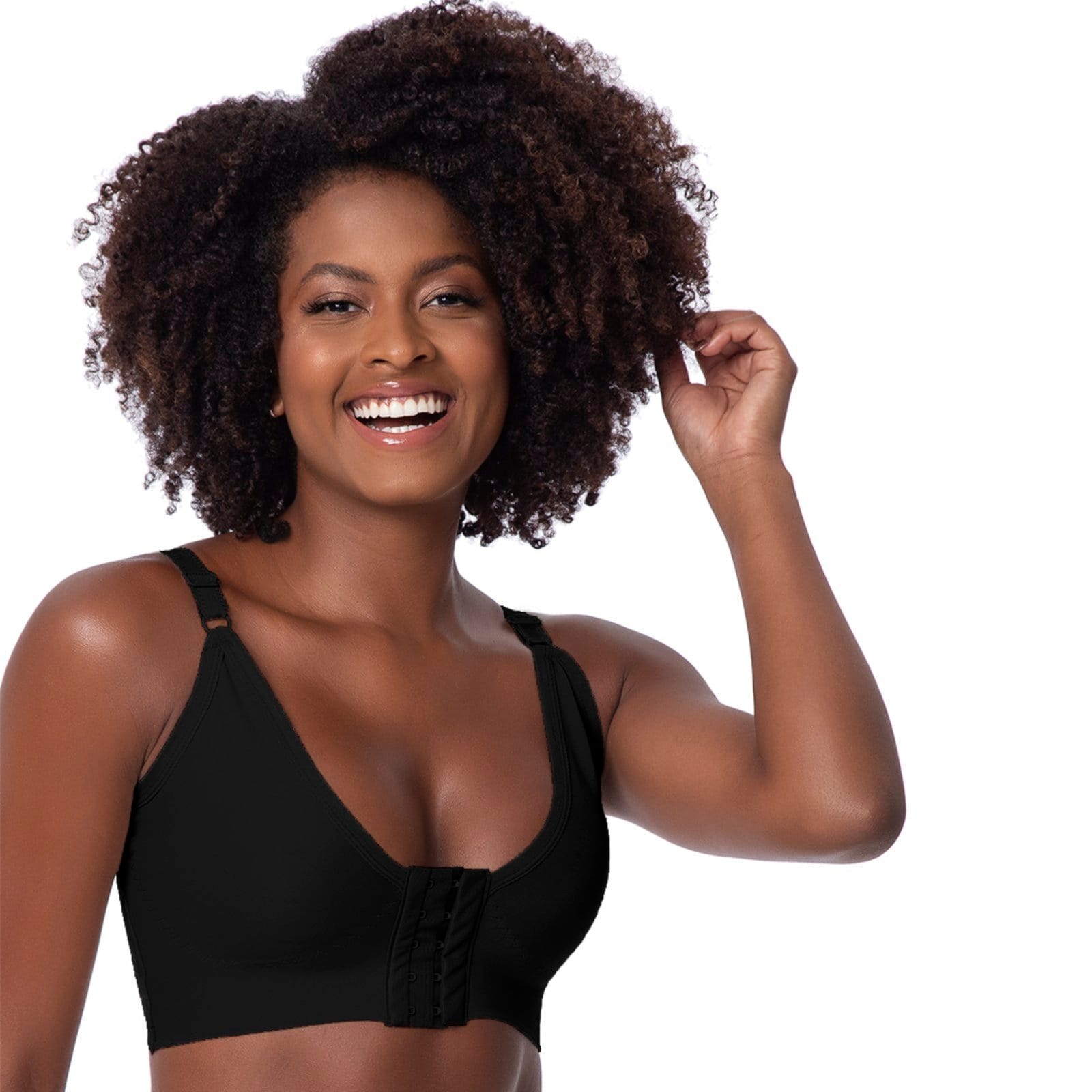 Sutiã Reforçado Gabi Lingerie Rose Cirúrgico Pós Operatório Silicone Preto